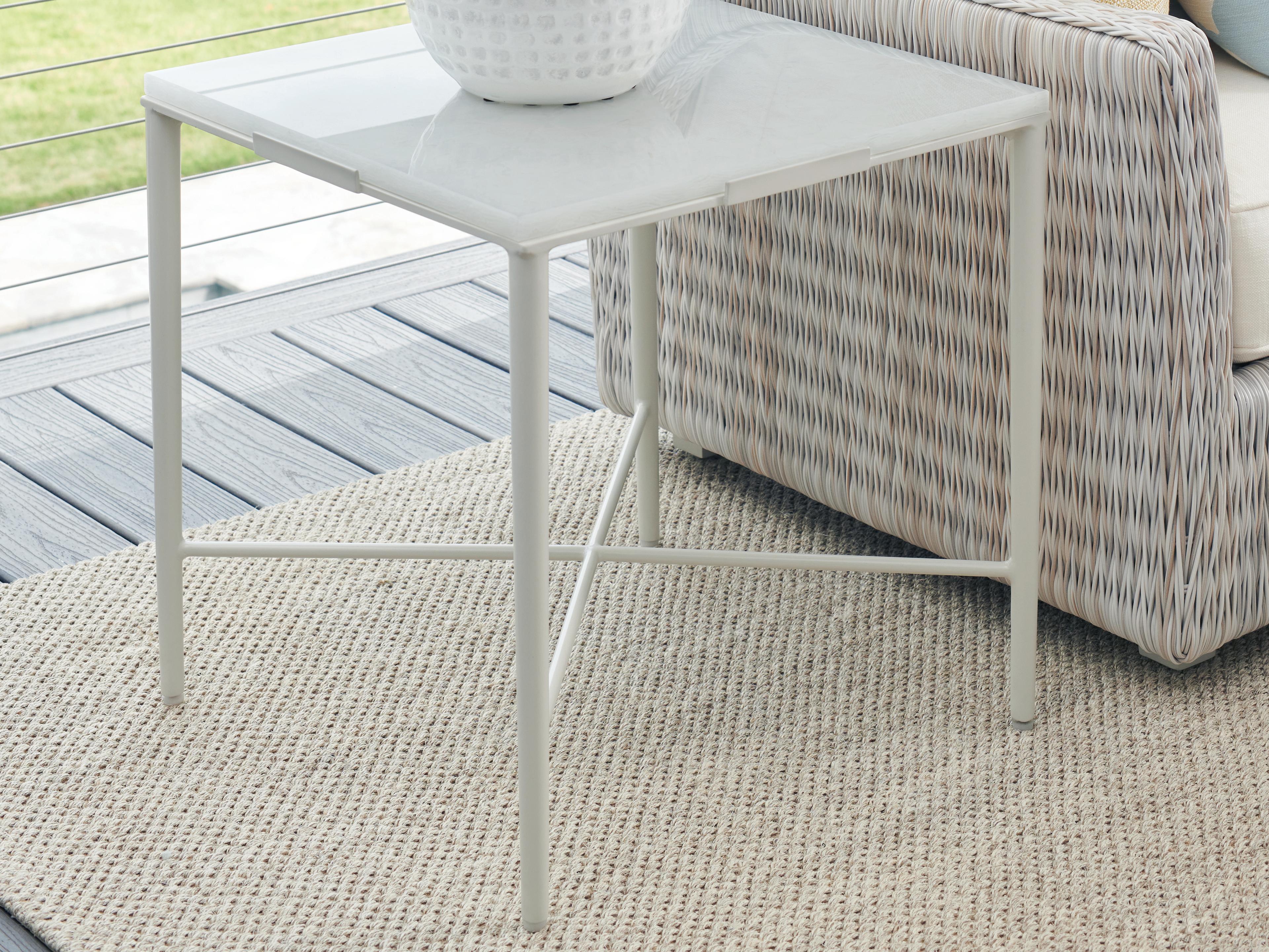 Tommy Bahama Outdoor Seabrook Aluminum Square Glass Top End Table