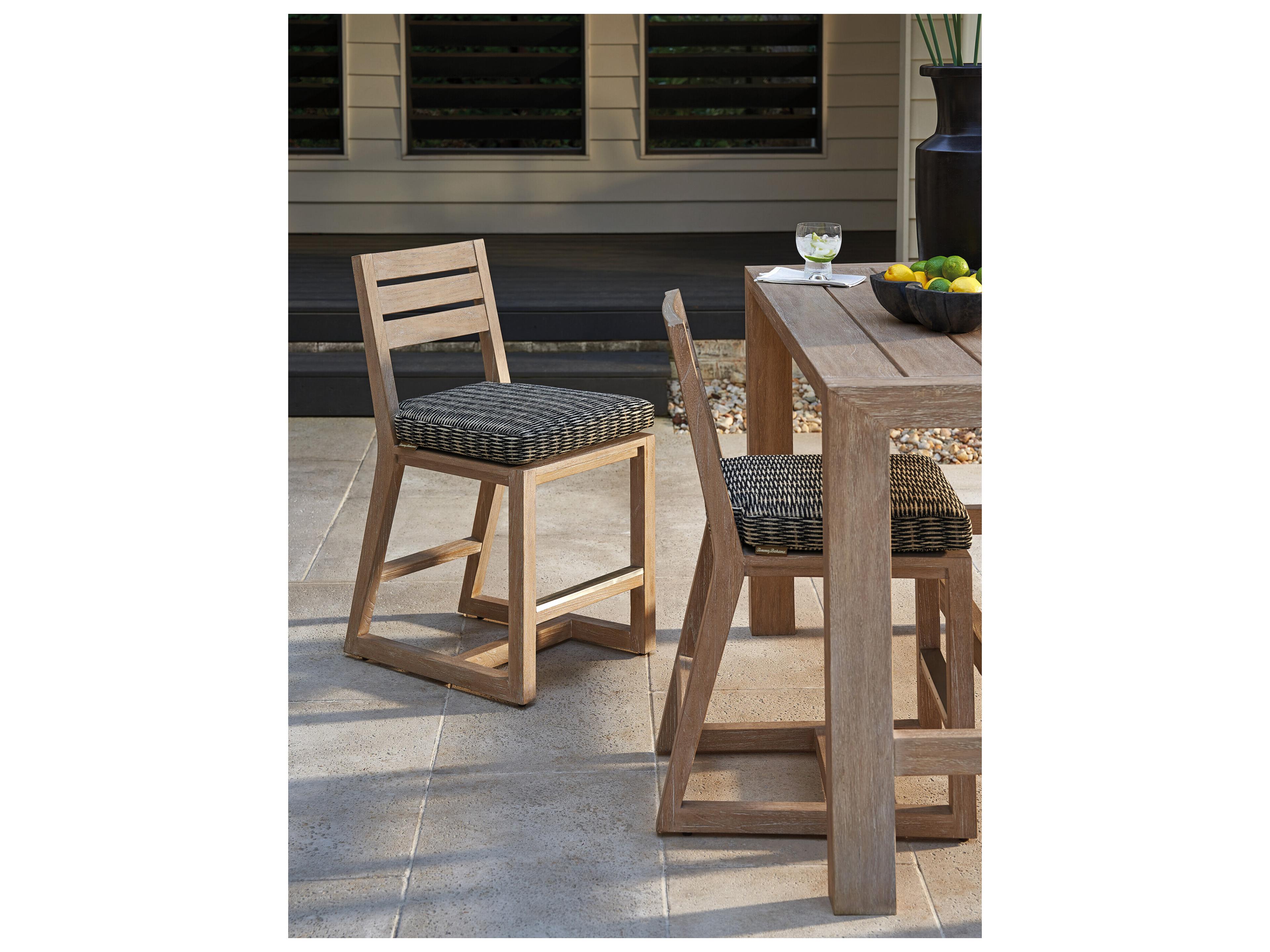 Tommy Bahama Outdoor Stillwater Cove Teak Light Taupe Counter Stool