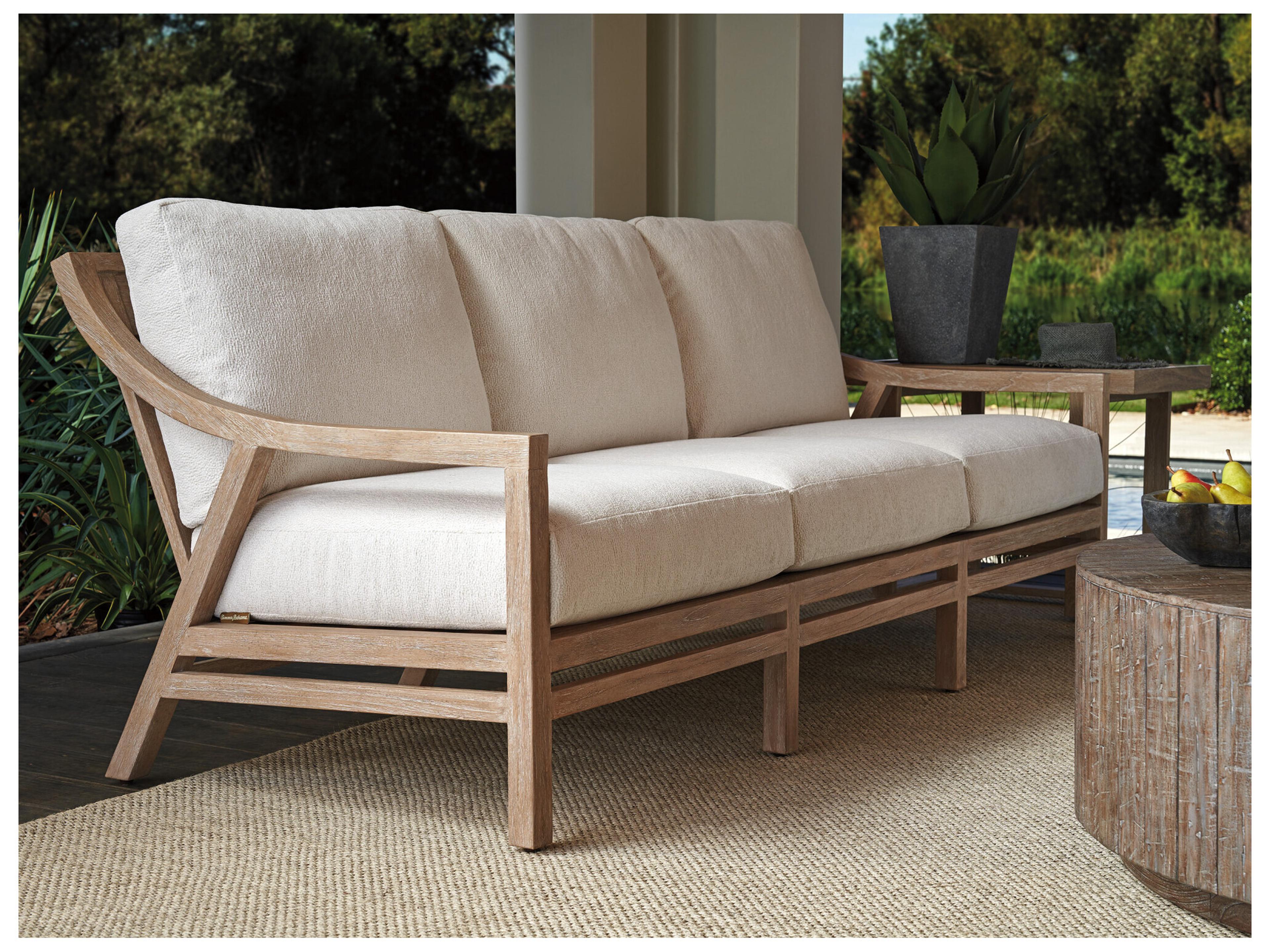 Tommy Bahama Outdoor Stillwater Cove Teak Light Taupe Sofa