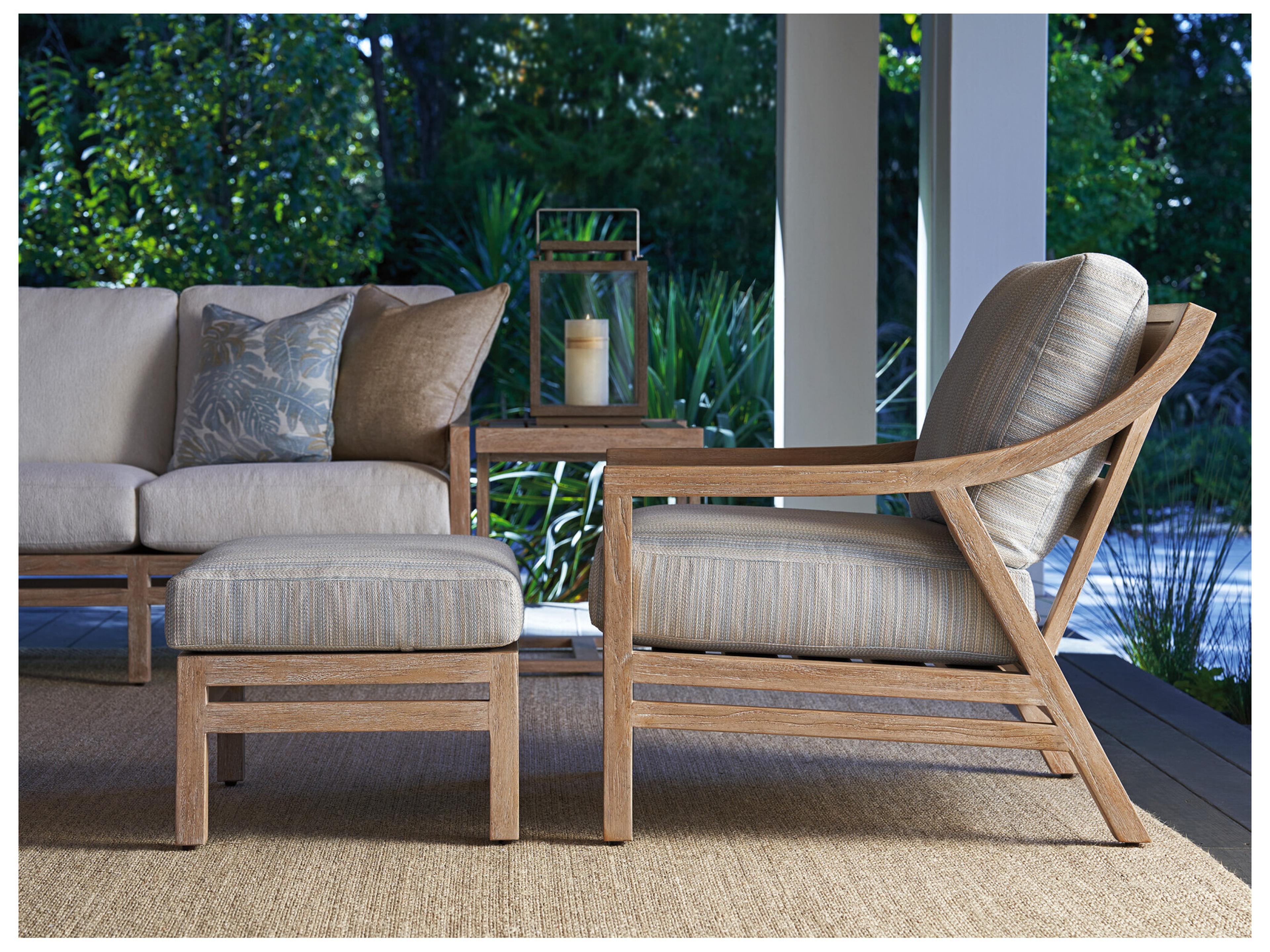 Tommy Bahama Outdoor Stillwater Cove Teak Light Taupe Ottoman