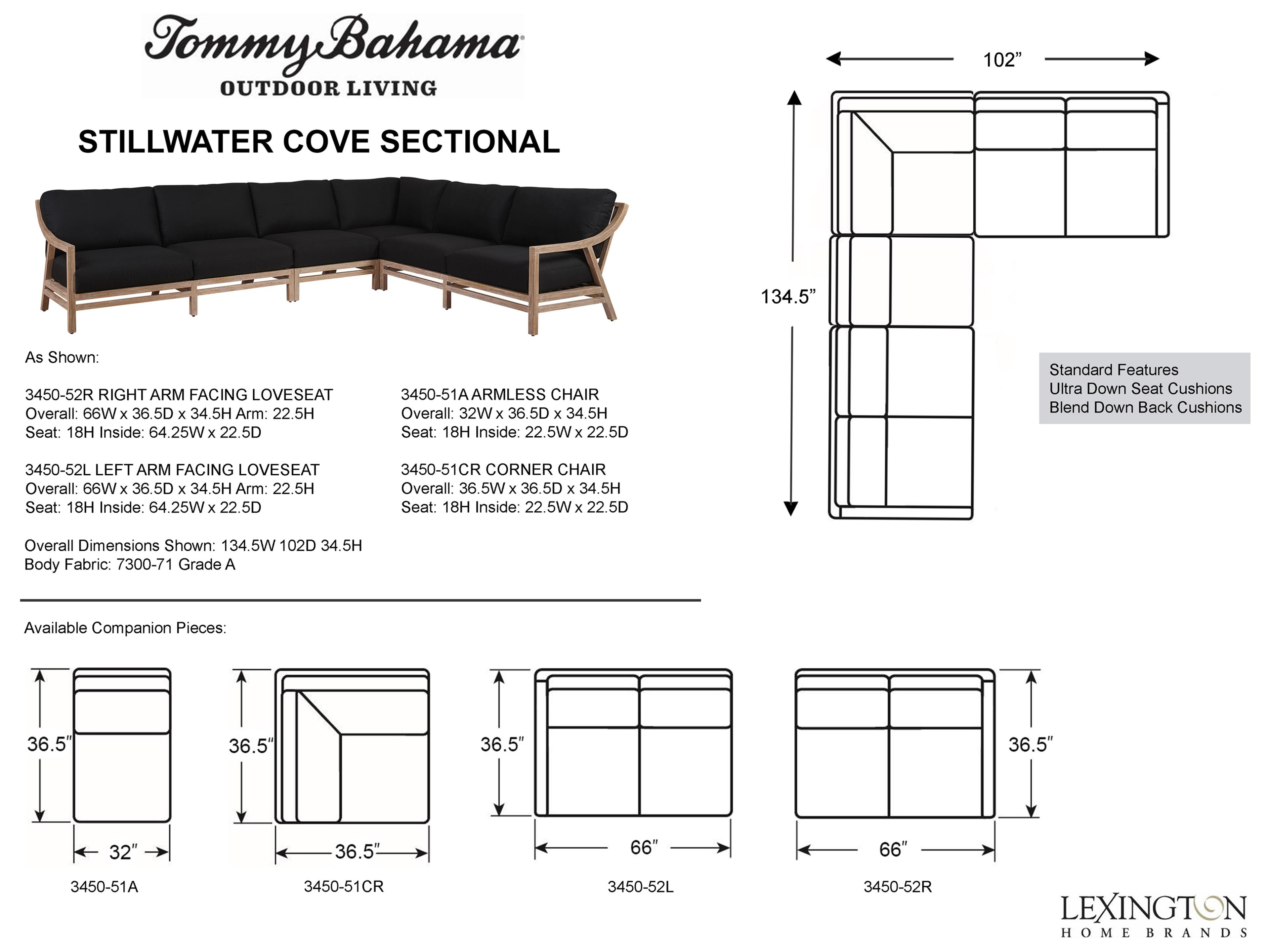 Tommy Bahama Outdoor Stillwater Cove Teak Sectional Lounge Set