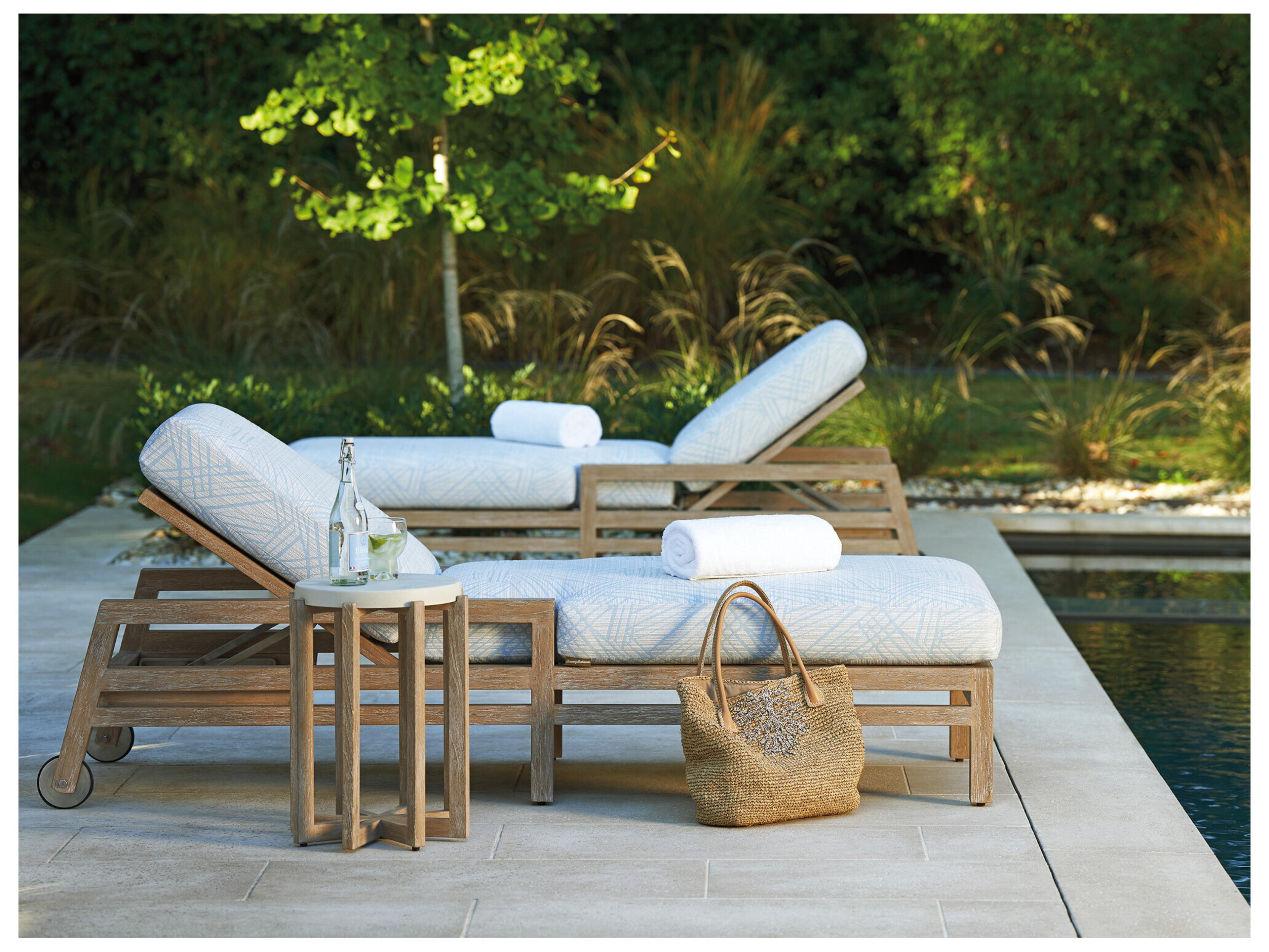 Tommy Bahama Outdoor Stillwater Cove Teak Light Taupe Chaise Lounge