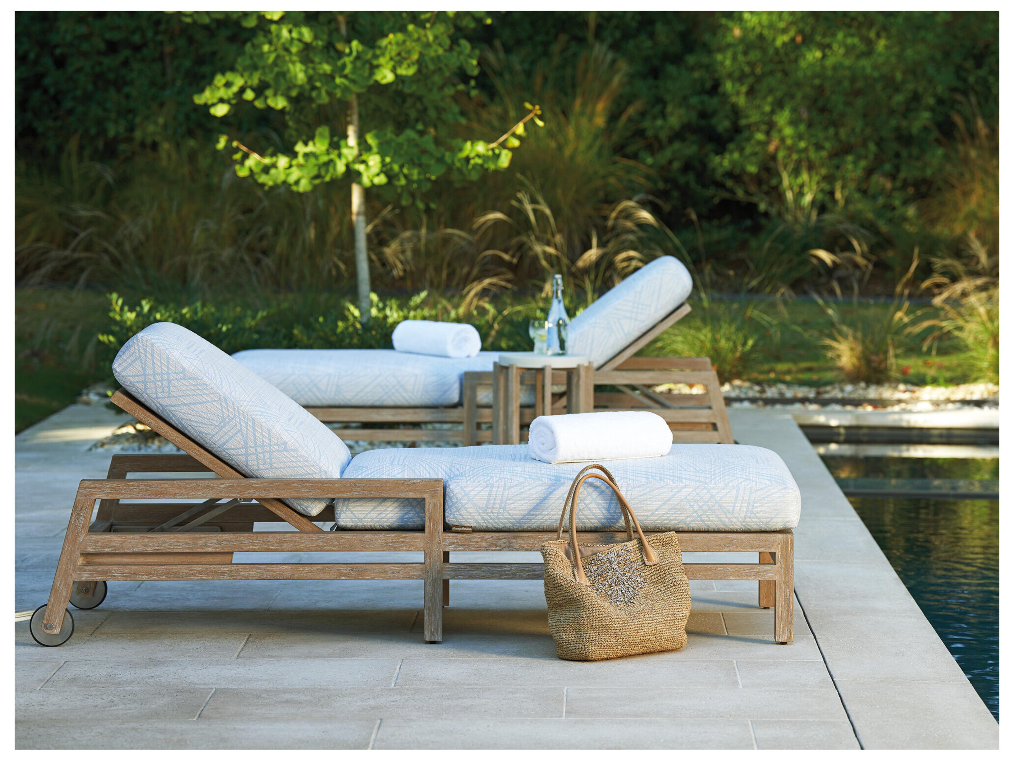 Tommy Bahama Outdoor Stillwater Cove Teak Light Taupe Chaise Lounge