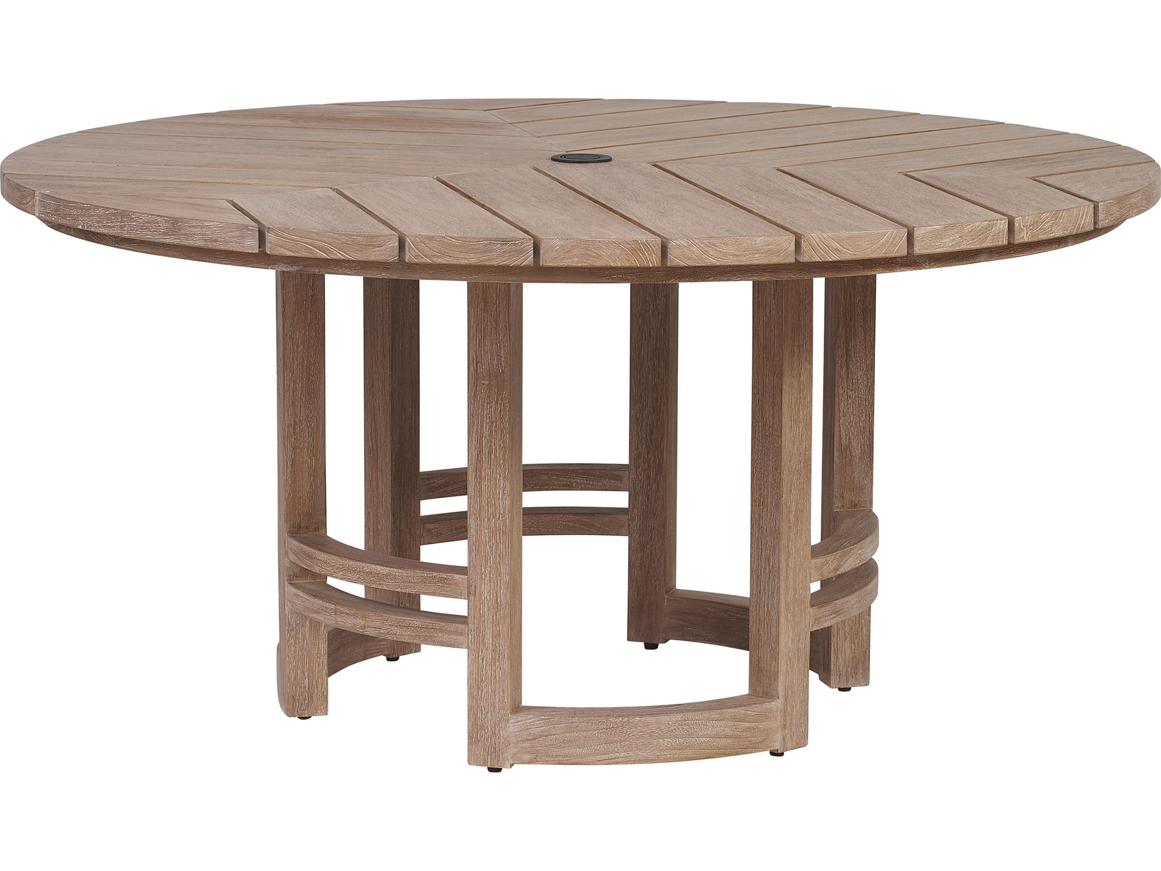 Stillwater Cove Teak Round Dining Table with Umbrella Hole