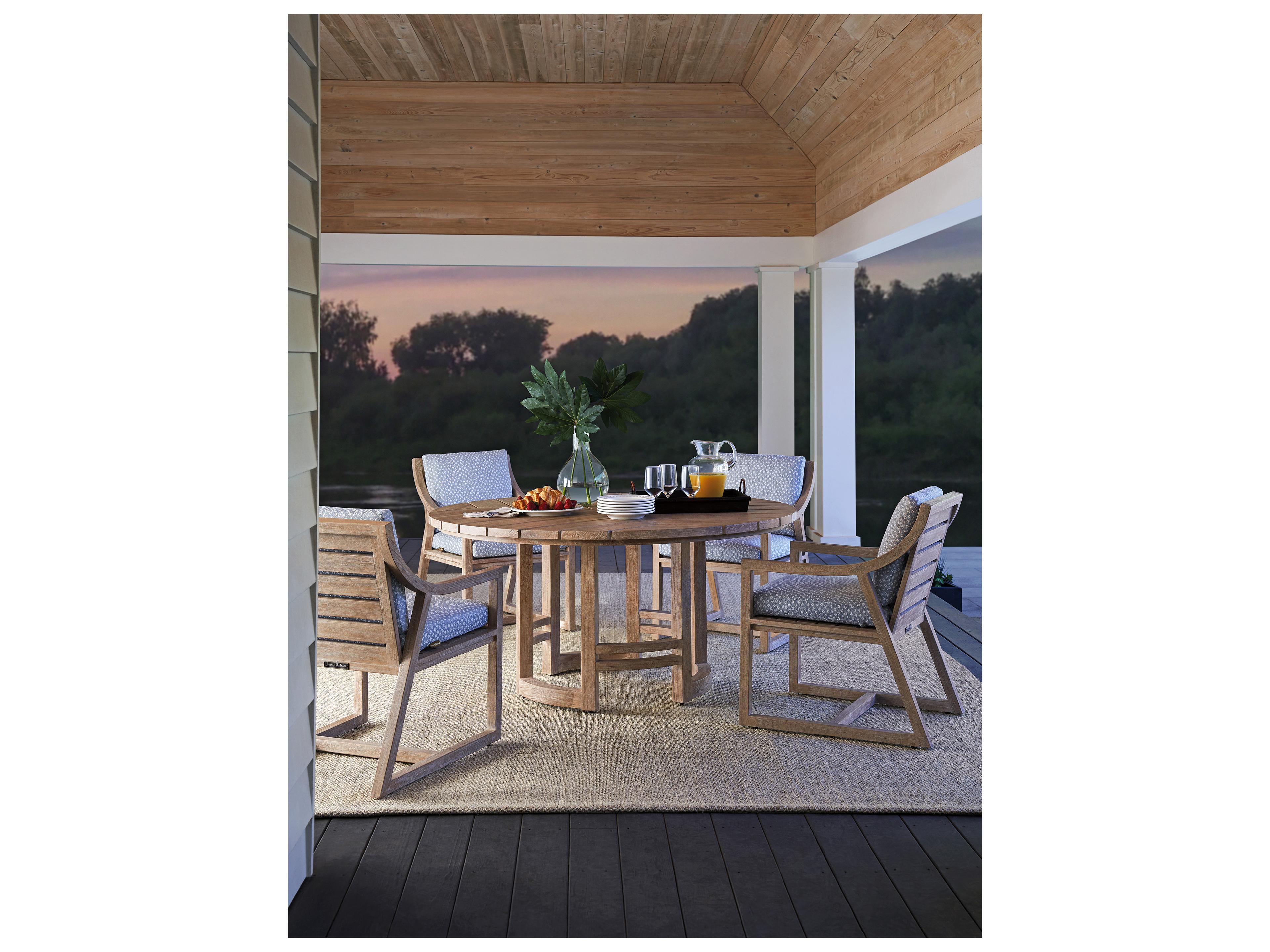 Tommy Bahama Outdoor Stillwater Cove Teak Round Dining Table with Umbrella Hole