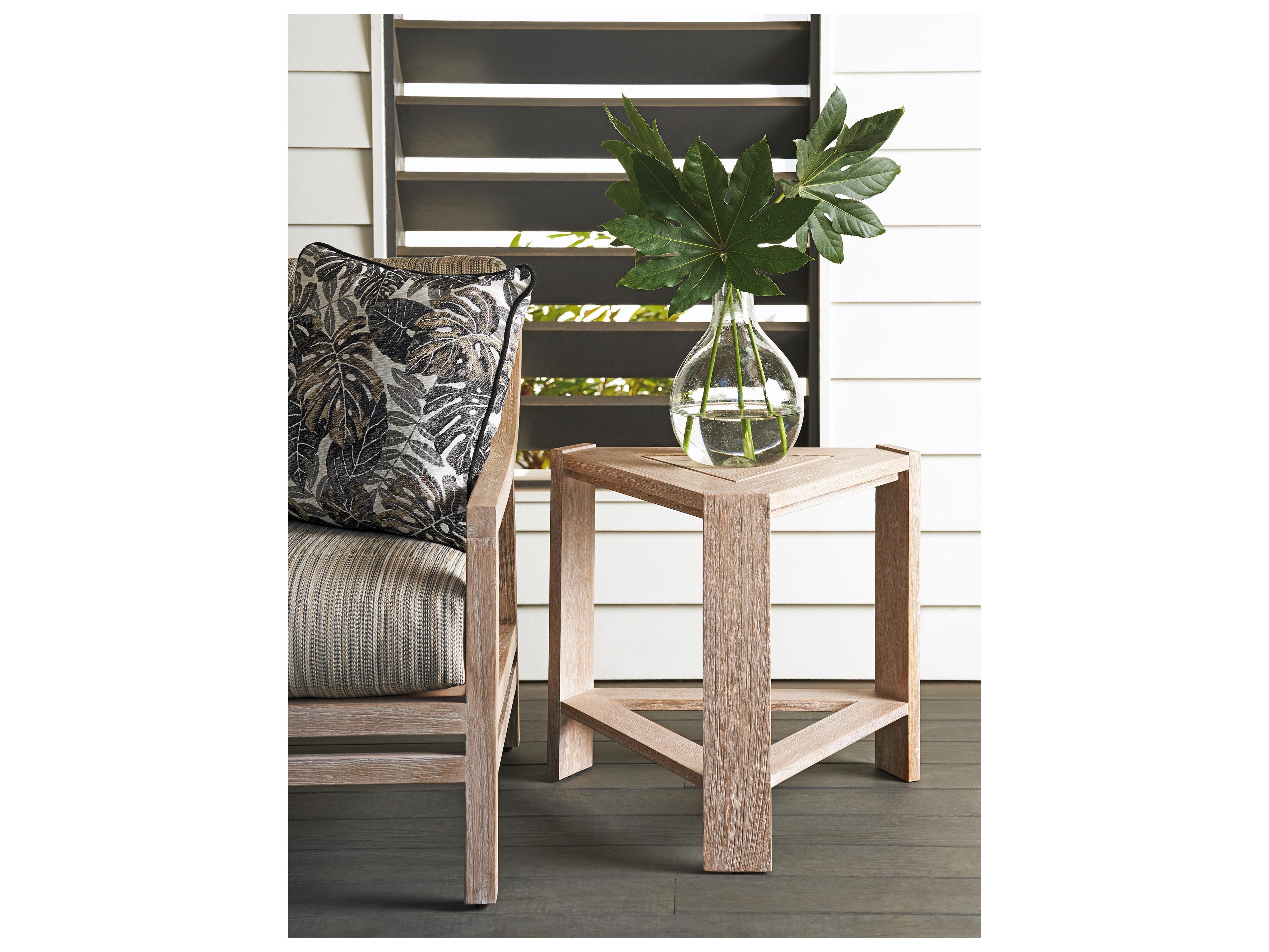 Tommy Bahama Outdoor Stillwater Cove Teak Triangular End Table