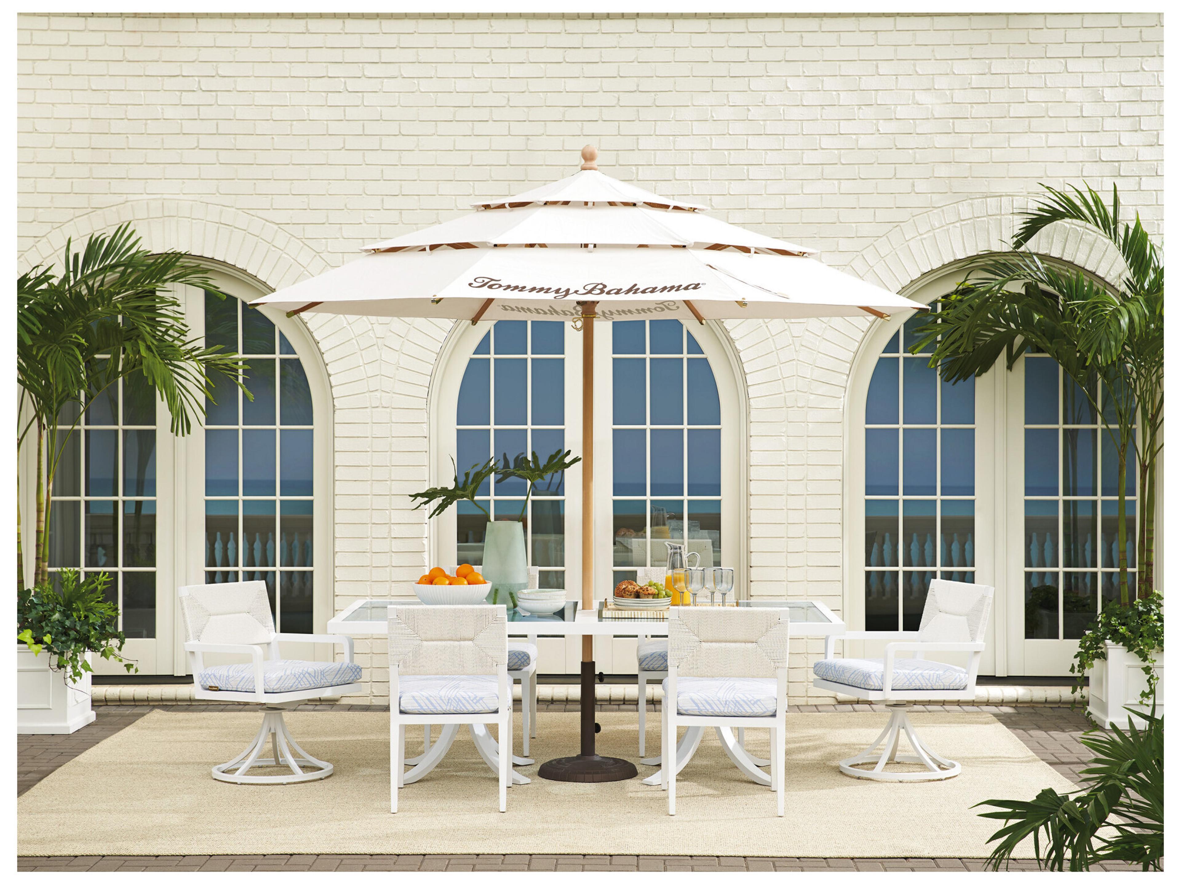 Tommy Bahama Outdoor Old Breeze Promenade Aluminum Wicker Swivel Rocker Dining Arm Chair