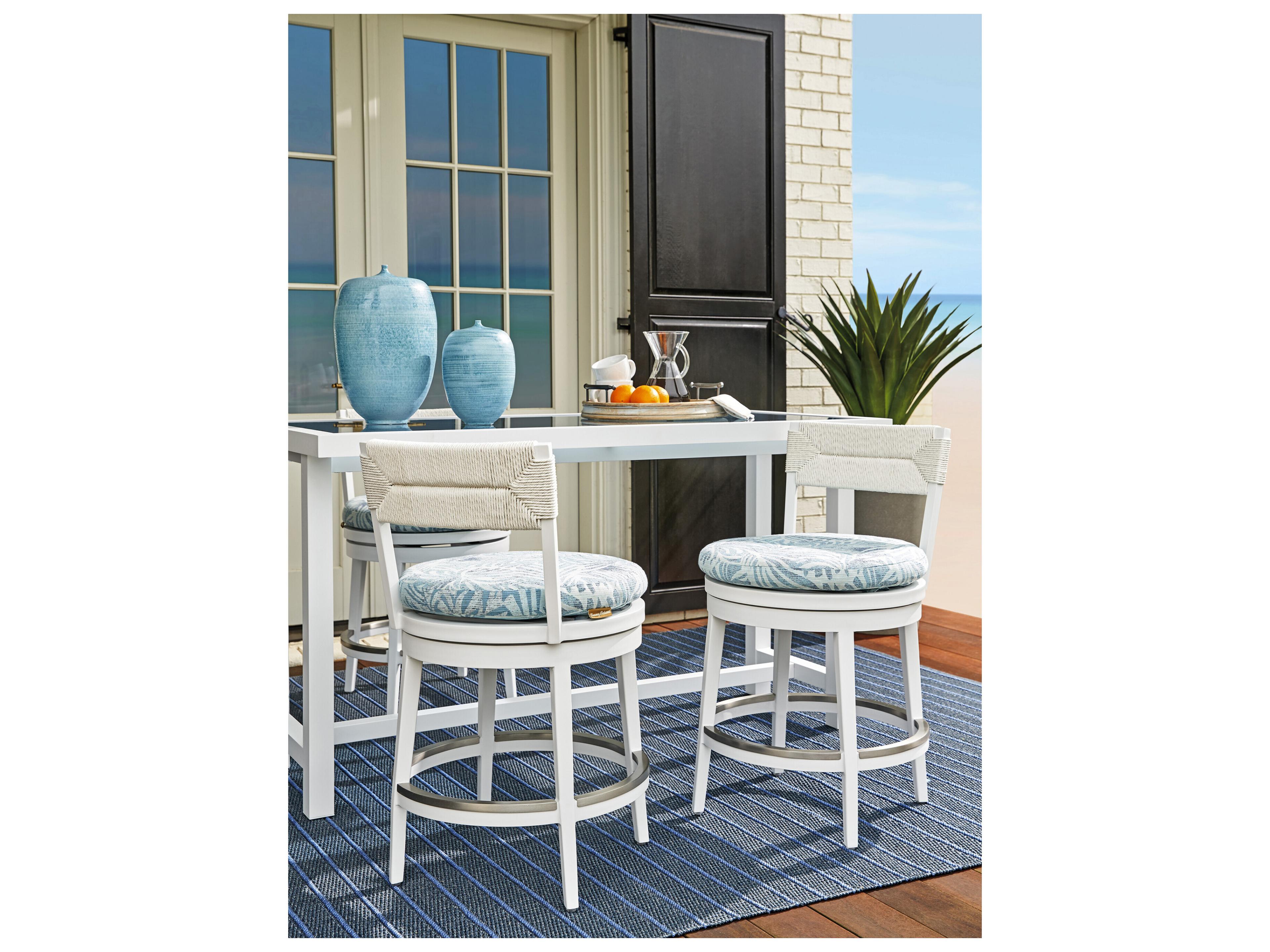 Tommy Bahama Outdoor Old Breeze Promenade Aluminum Wicker Swivel Counter Stool