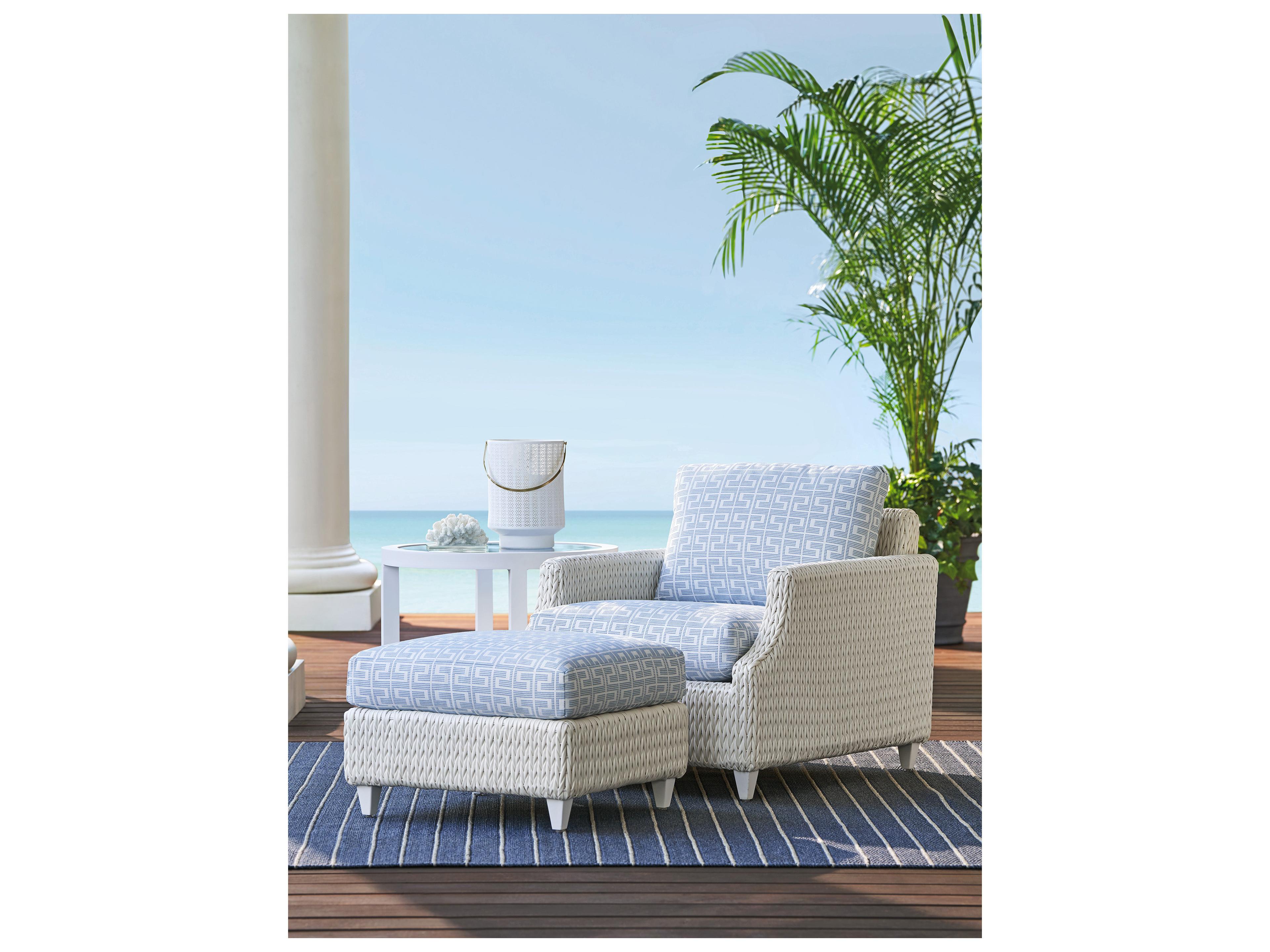 Tommy Bahama Outdoor Ocean Breeze Promenade Aluminum Wicker Ottoman