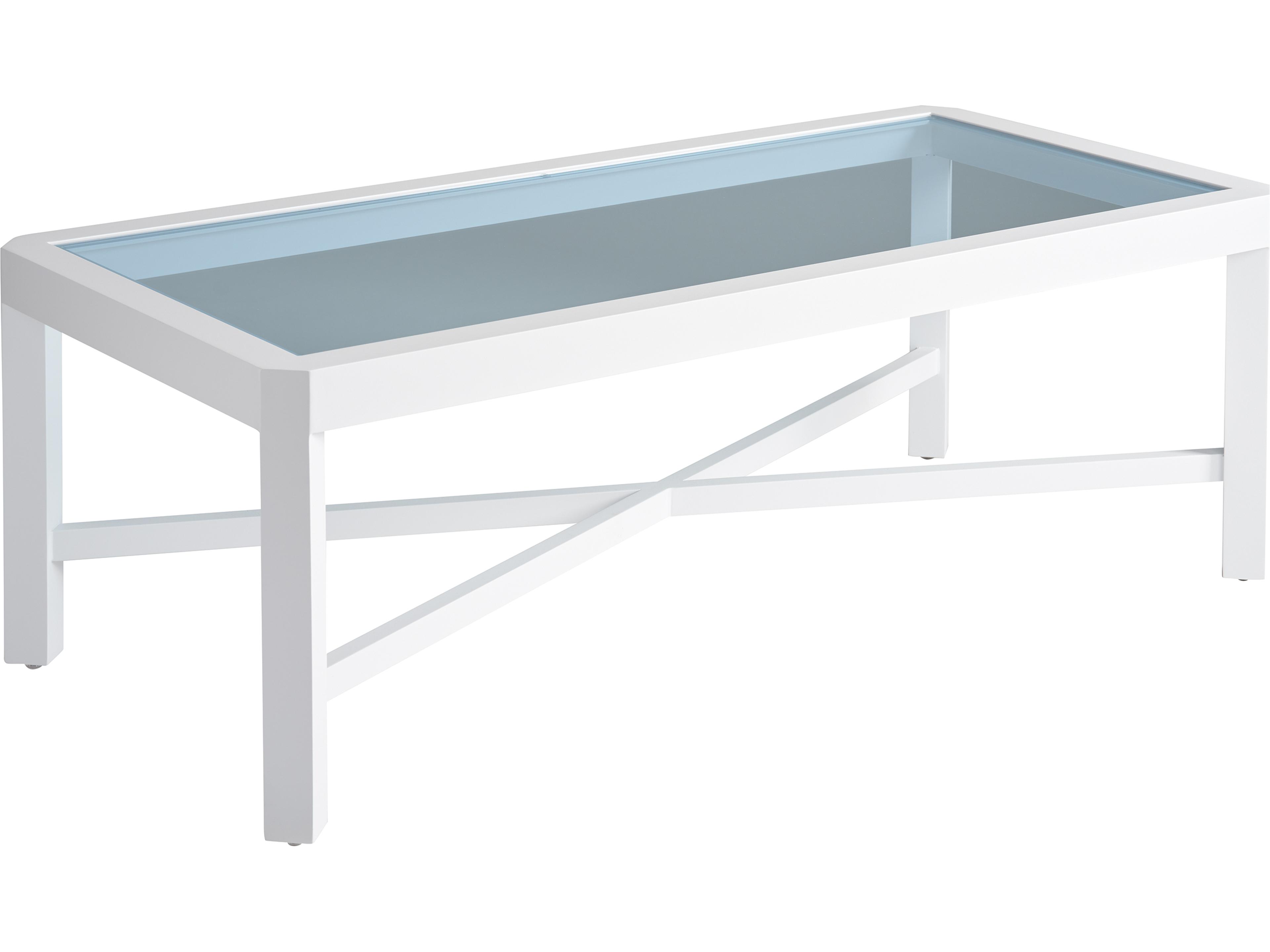 Ocean Breeze Promenade Aluminum Rectangular Glass Top Coffee Table