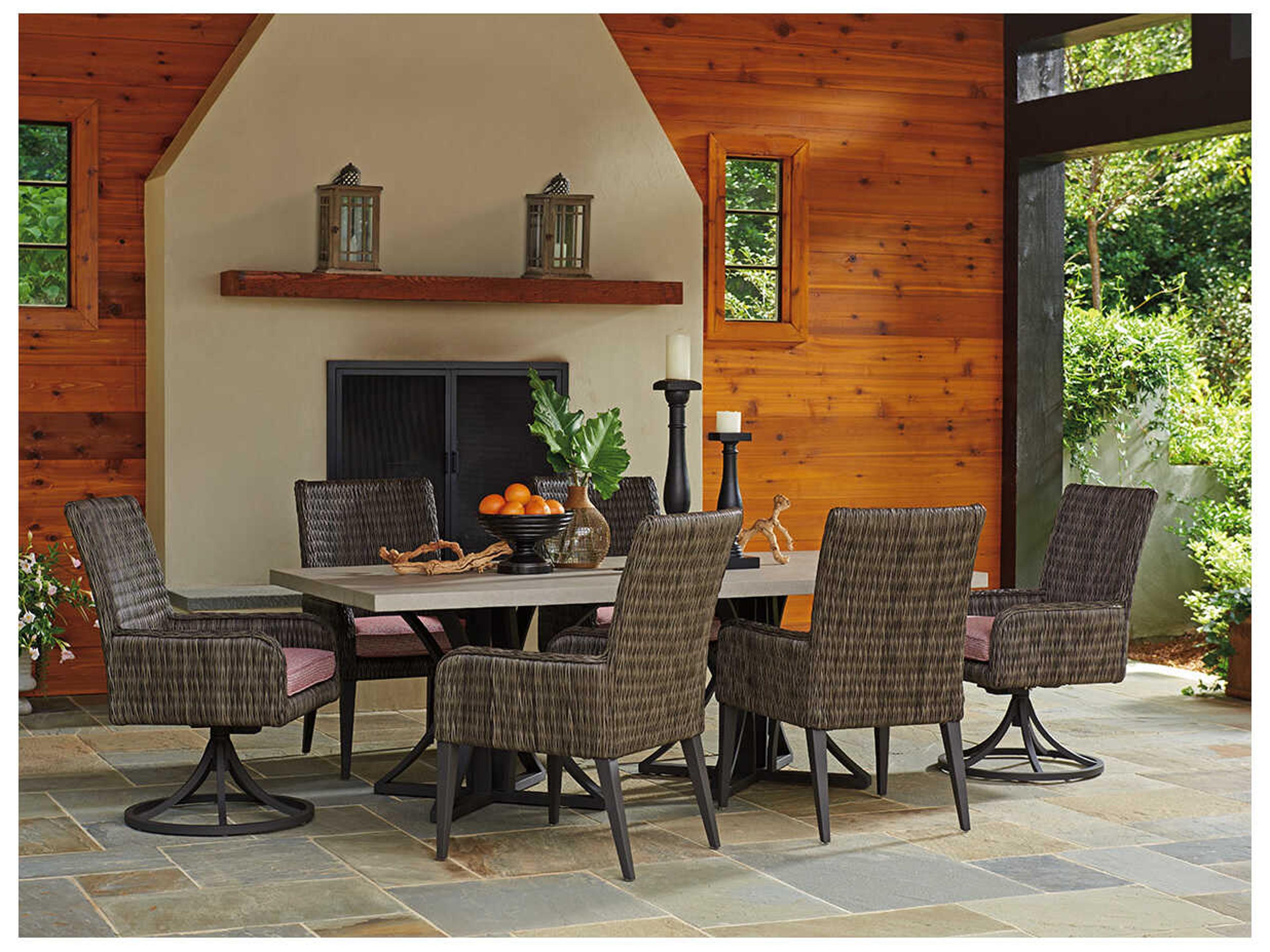 Tommy Bahama Outdoor Cypress Point Ocean Terrace Wicker Swivel Rocker Dining Arm Chair