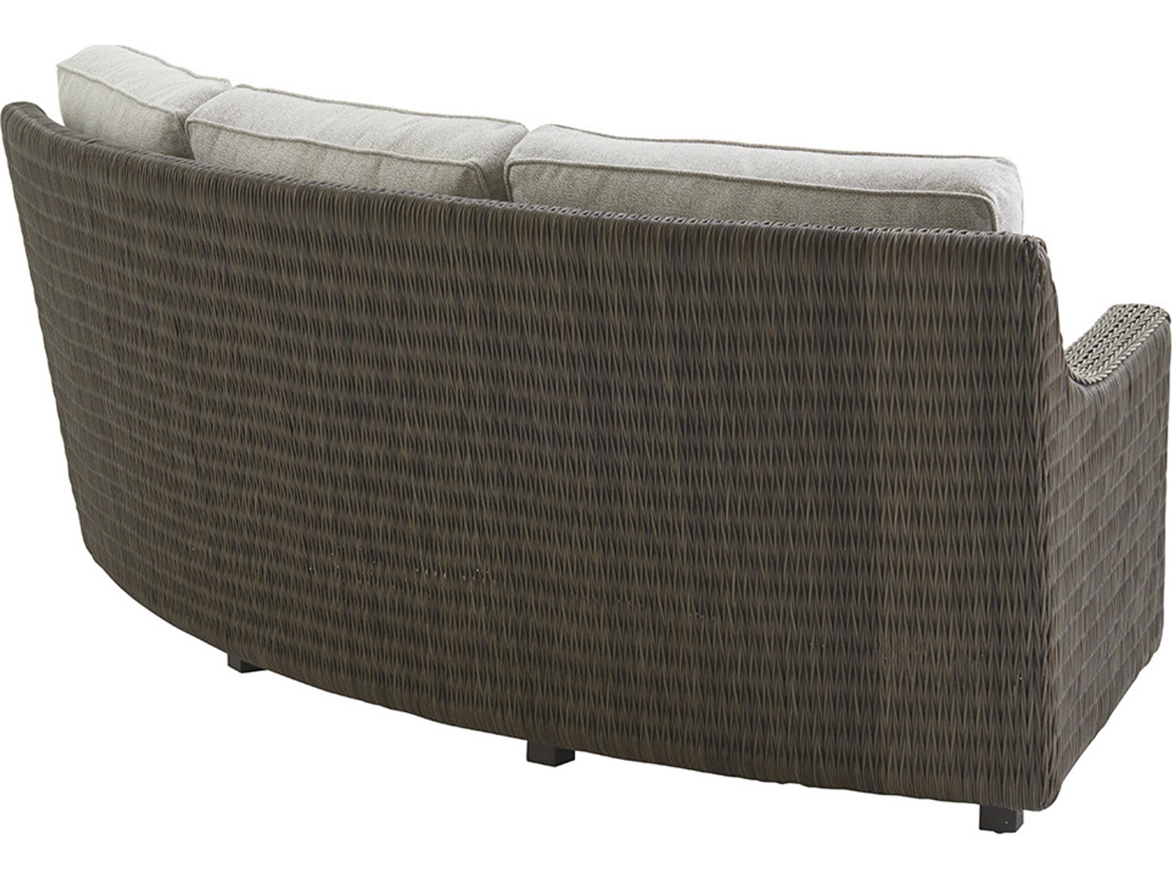 Tommy Bahama Outdoor Cypress Wicker Point Ocean Terrace Left Arm Curved Sectional Sofa