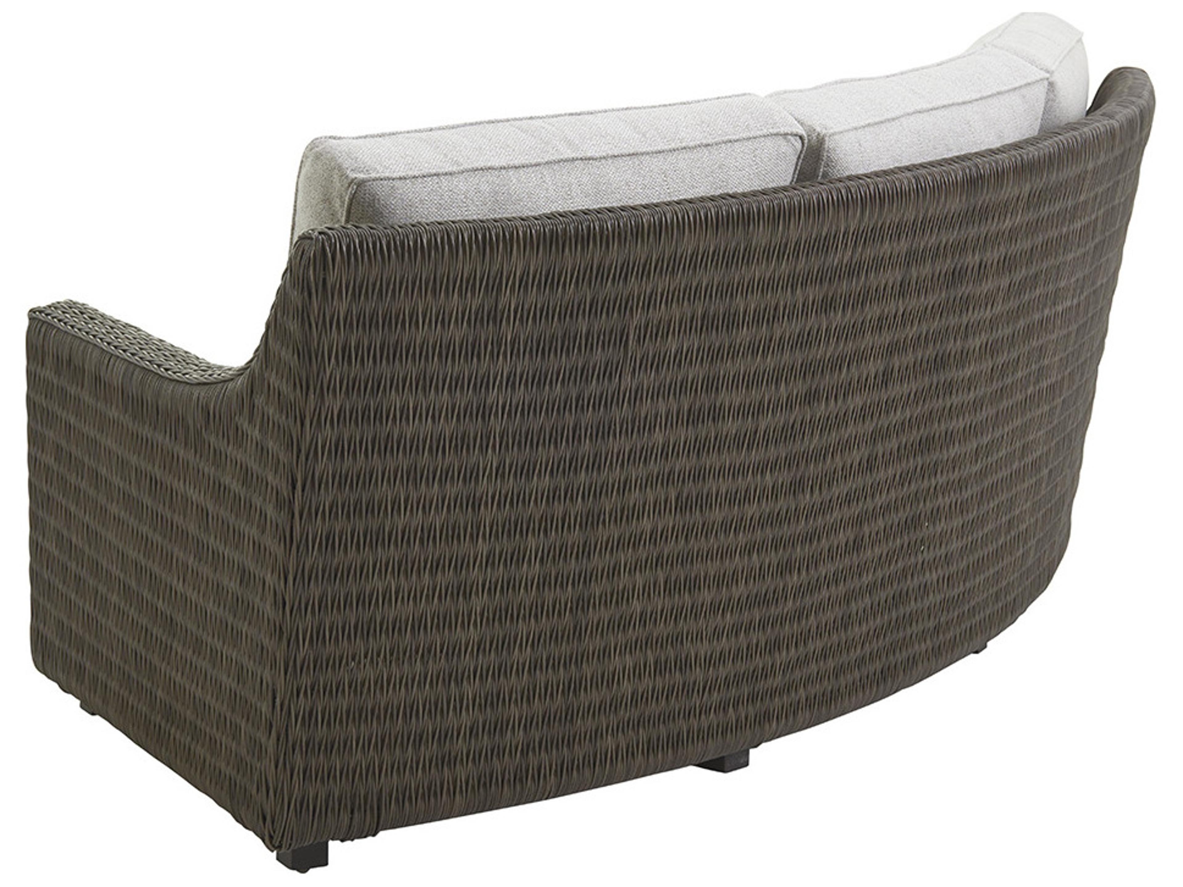 Tommy Bahama Outdoor Cypress Wicker Point Ocean Terrace Right Arm Curved Sectional Sofa