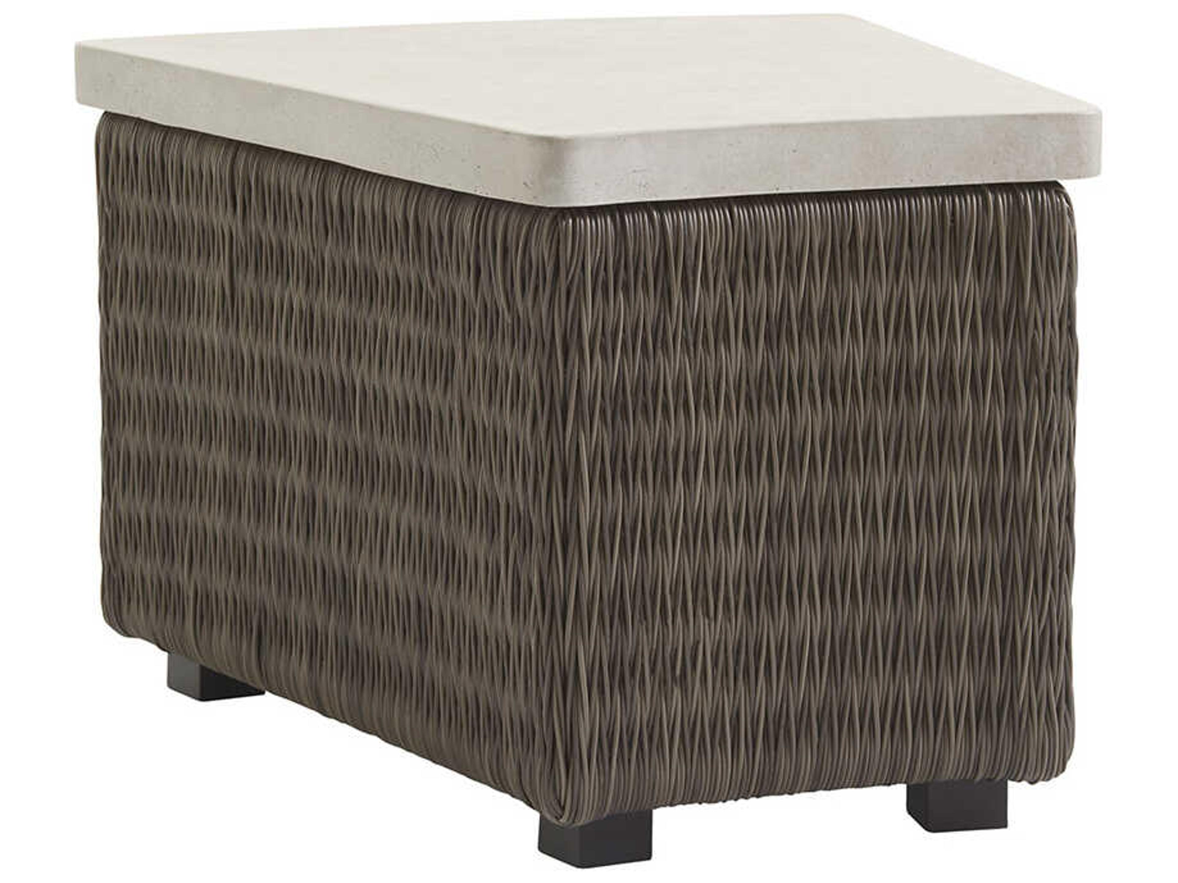 Cypress Point Ocean Terrace Wicker Rectangular Wedge Table with Weatherstone Top