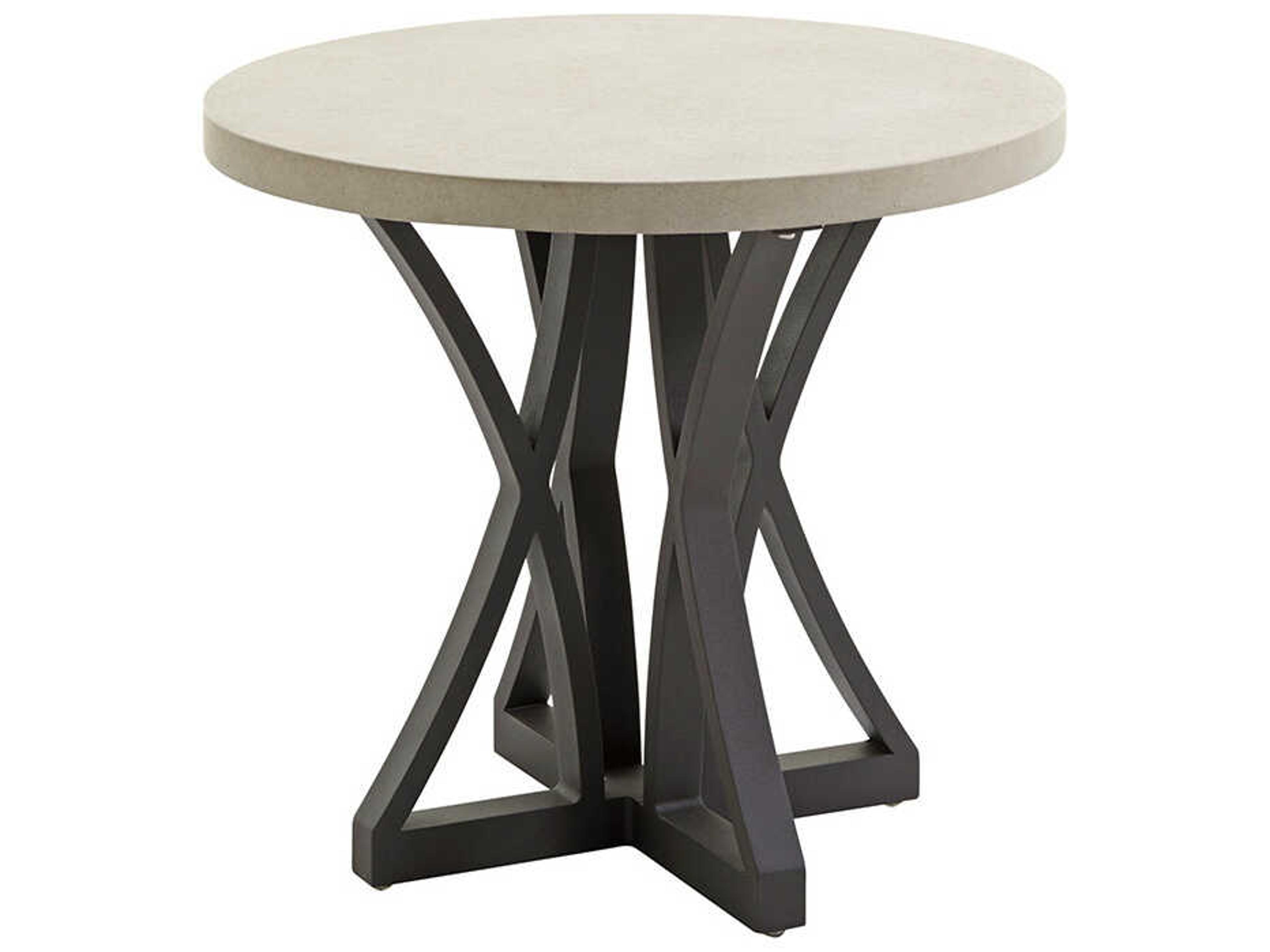 Cypress Point Ocean Terrace Aluminum Round Side Table with Weatherstone Top