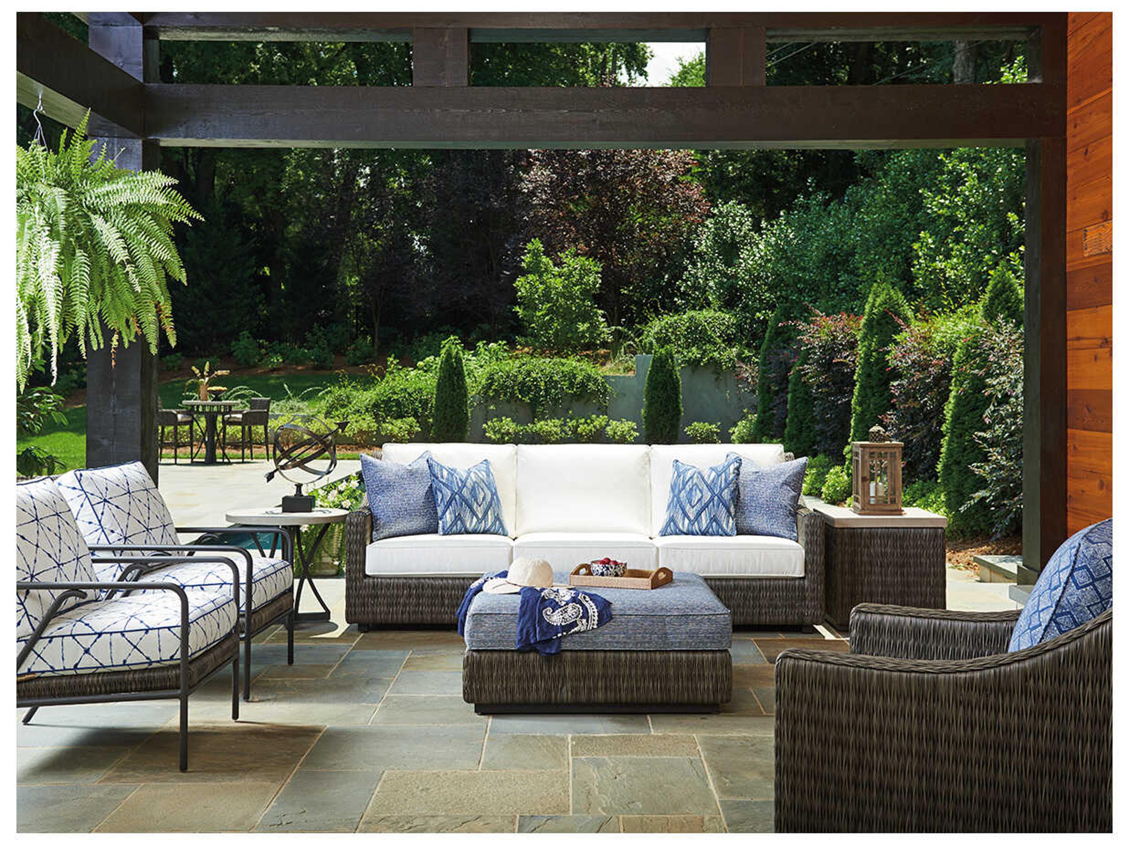 Tommy Bahama Outdoor Cypress Point Ocean Terrace Aluminum Round Side Table with Weatherstone Top