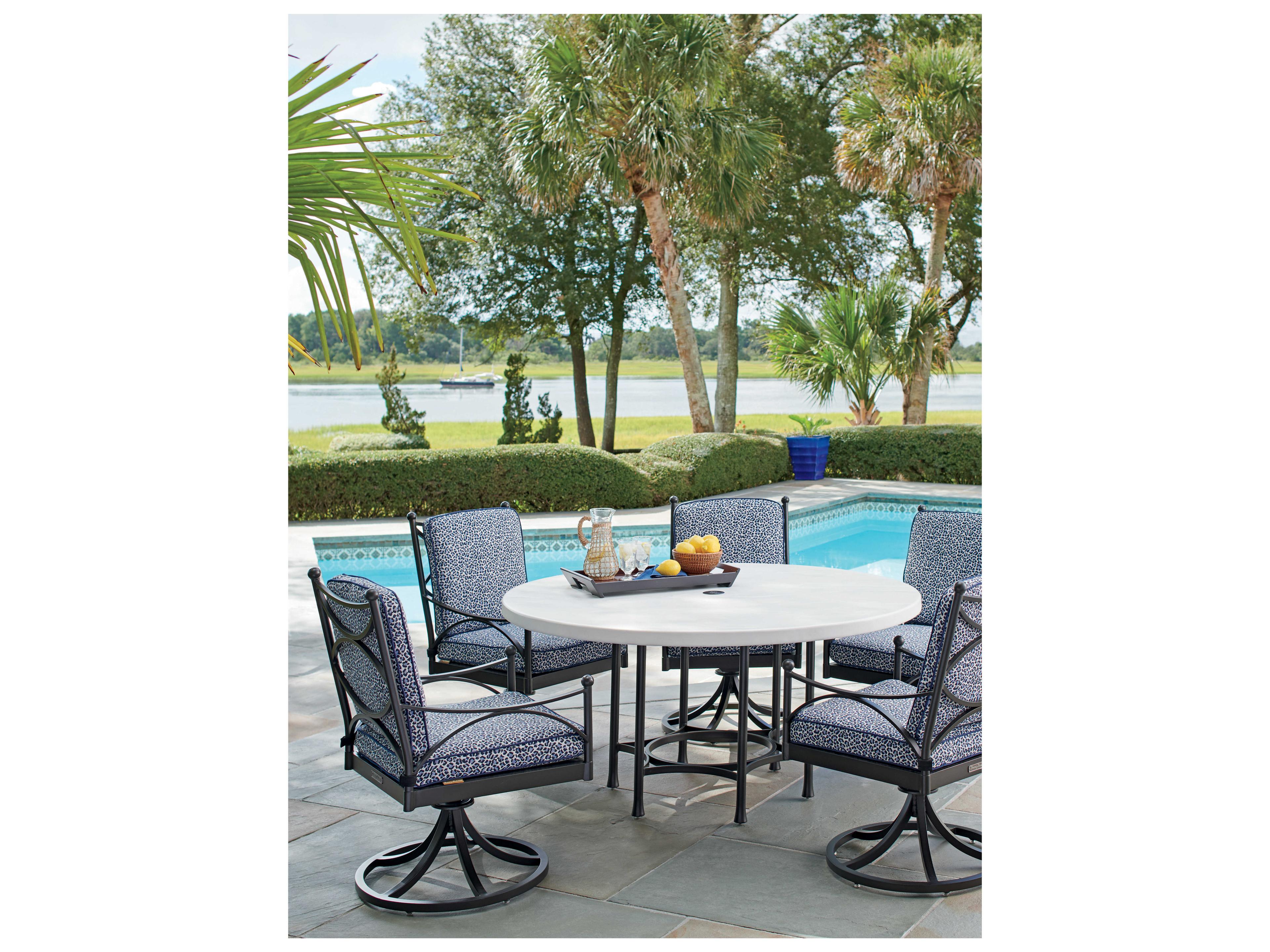 Tommy Bahama Outdoor Pavlova Aluminum Round Dining Table with Umbrella Hole