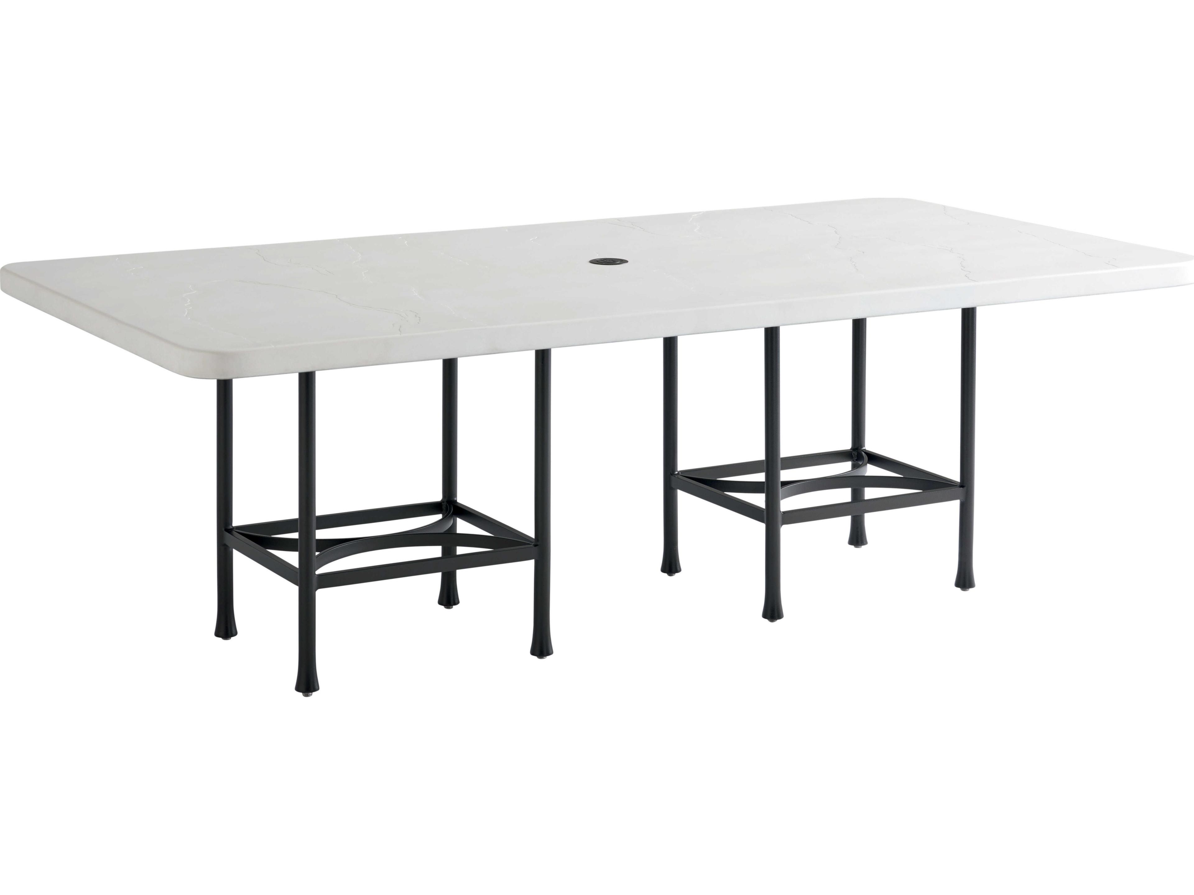 Pavlova Aluminum Rectangular Dining Table with Umbrella Hole