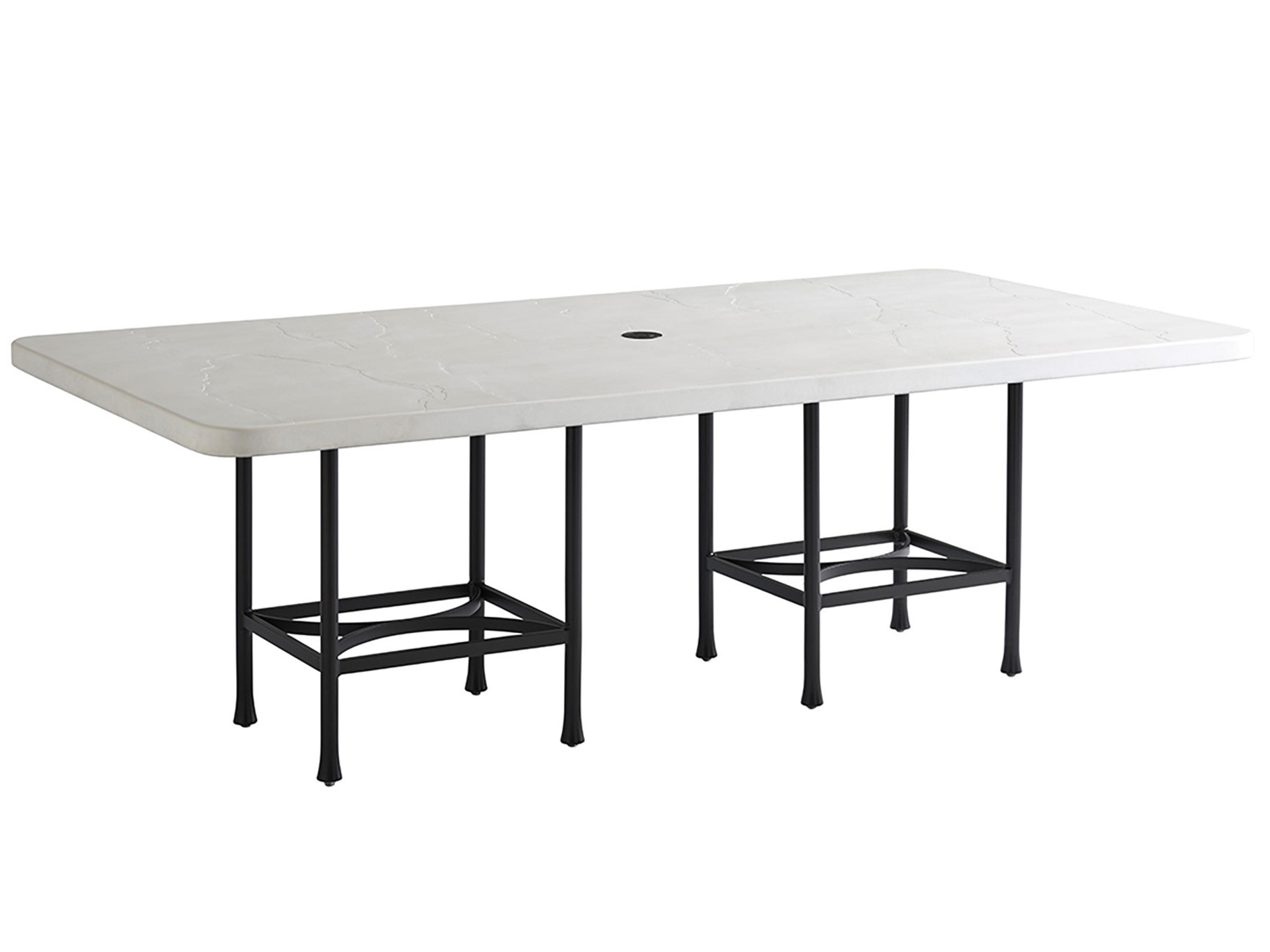 Pavlova Limestone Rectangular Dining Table with Umbrella Hole