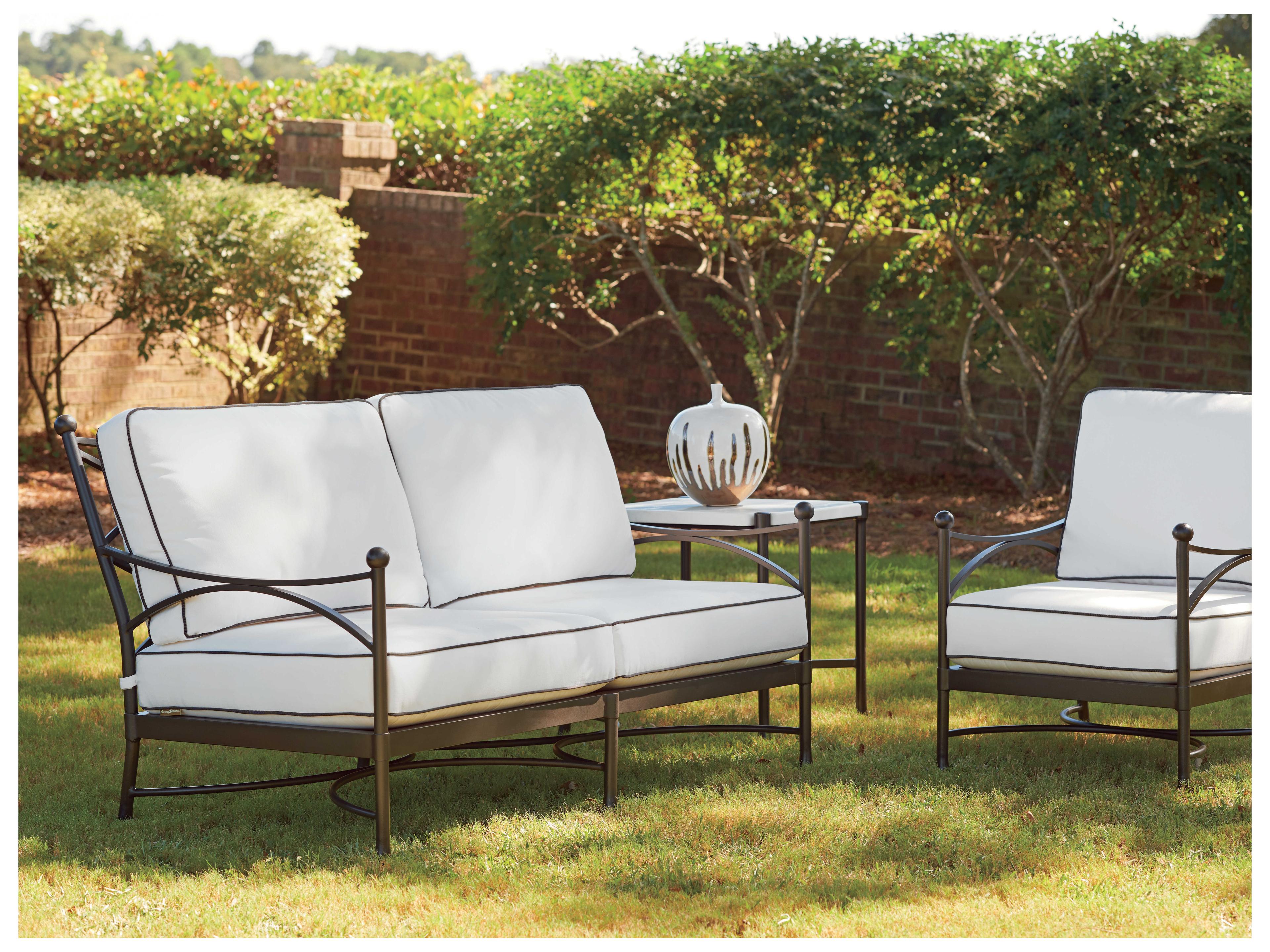 Tommy Bahama Outdoor Pavlova Aluminum Loveseat with Cushion Set