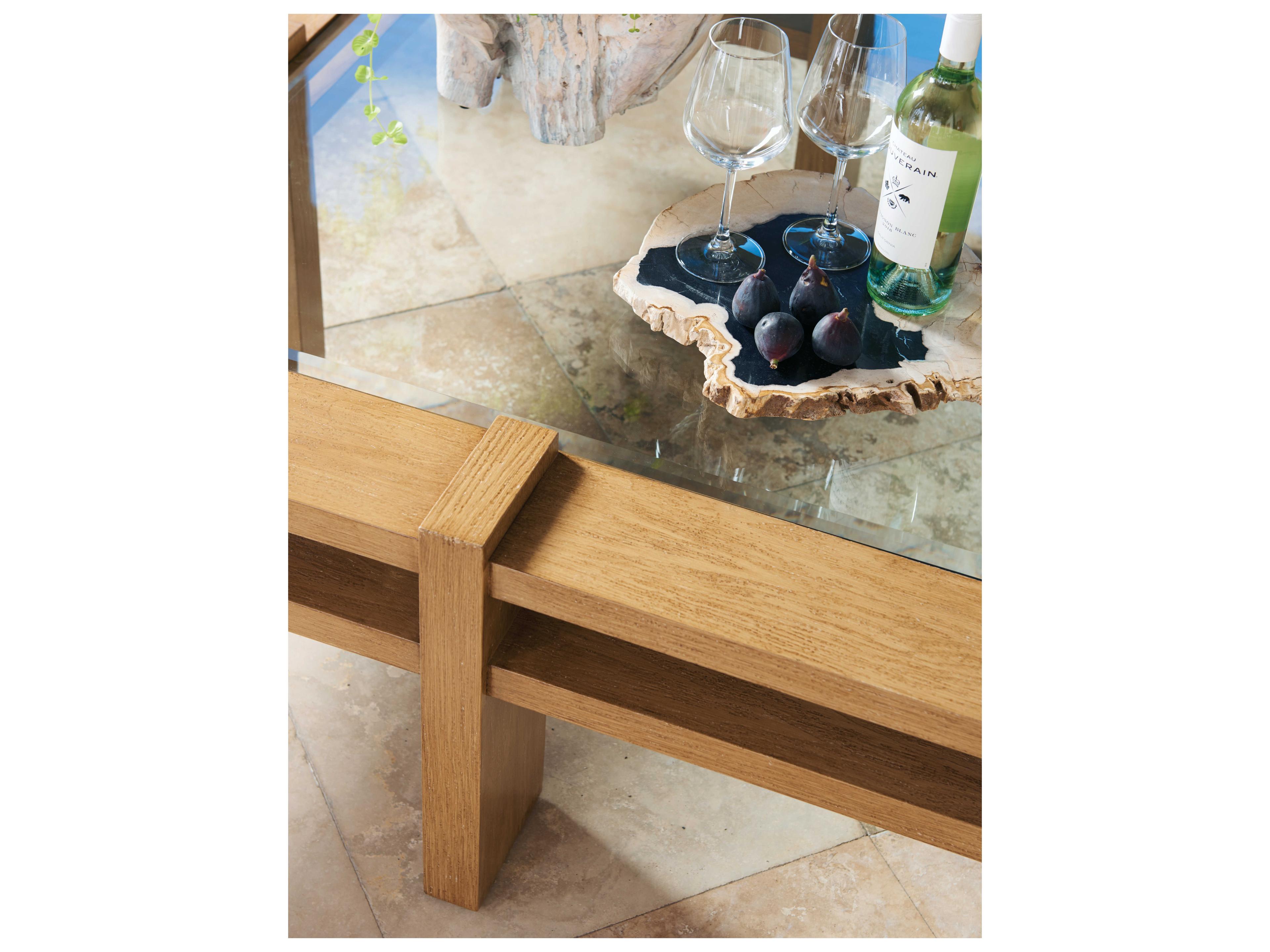 Tommy Bahama Outdoor Los Altos Valley View Aluminum Square Glass Top Coffee Table