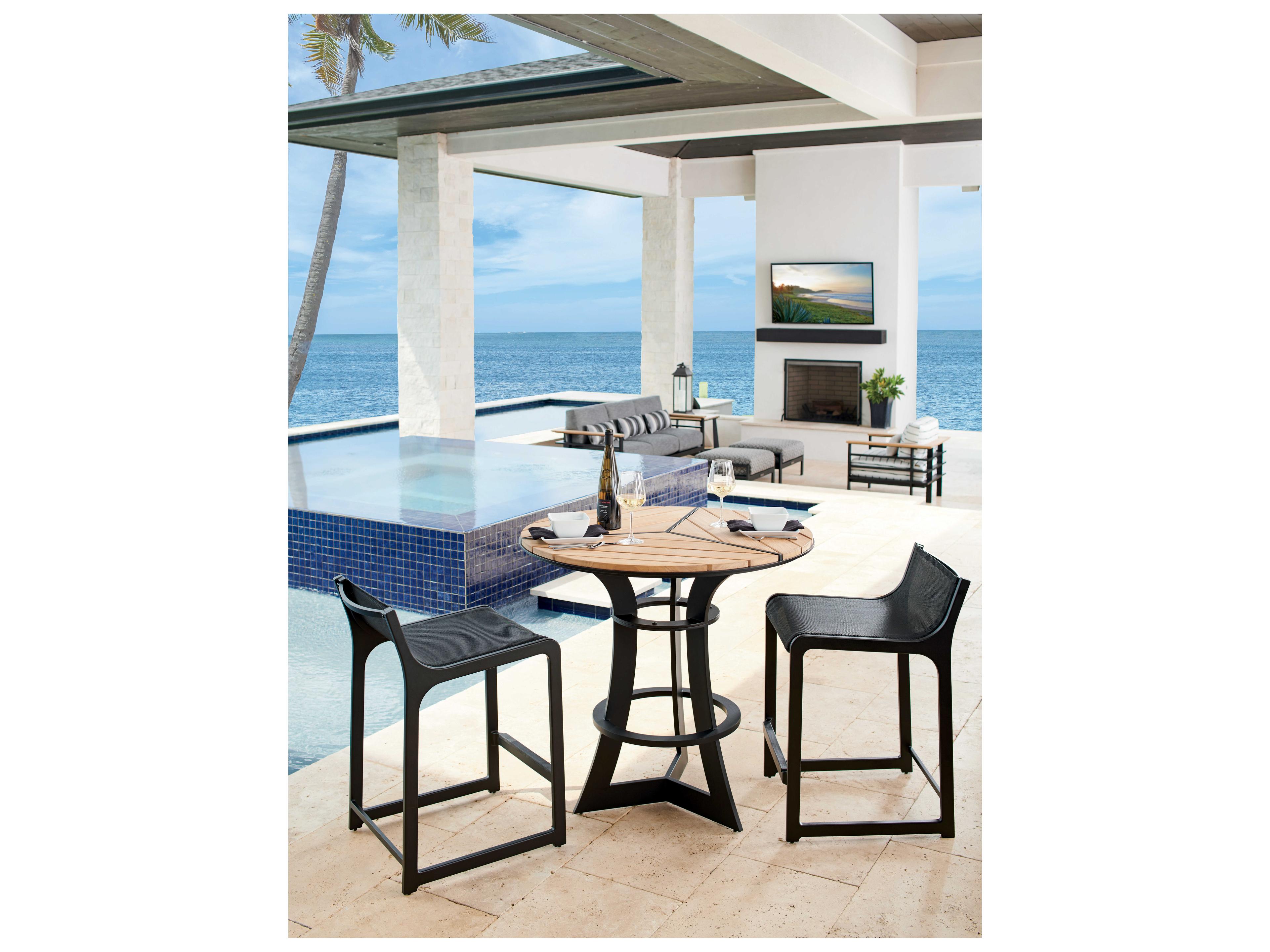 Tommy Bahama Outdoor South Beach Aluminum Round Bar Counter Table