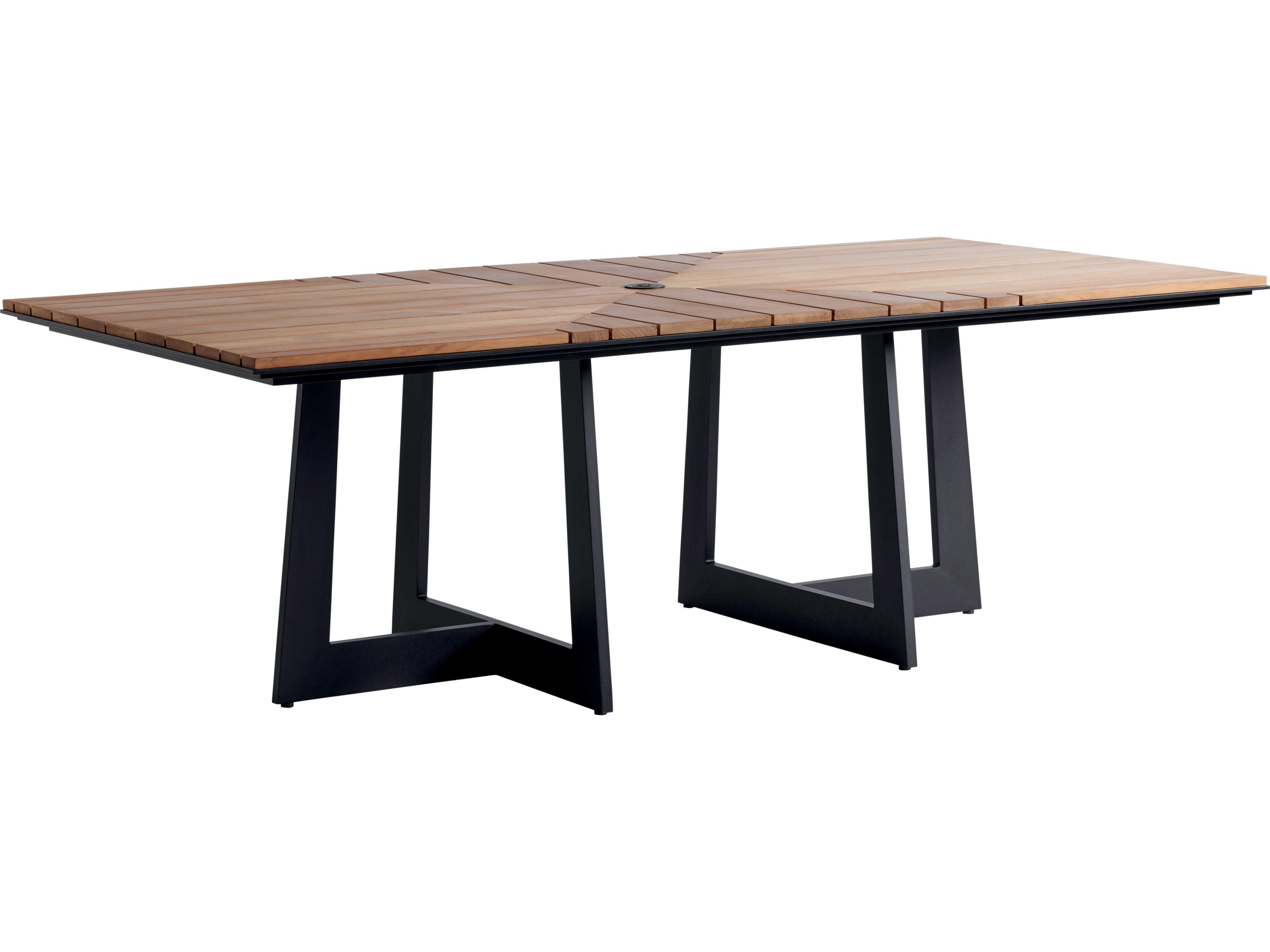 South Beach Aluminum Rectangular Dining Table with Umbrella Hole