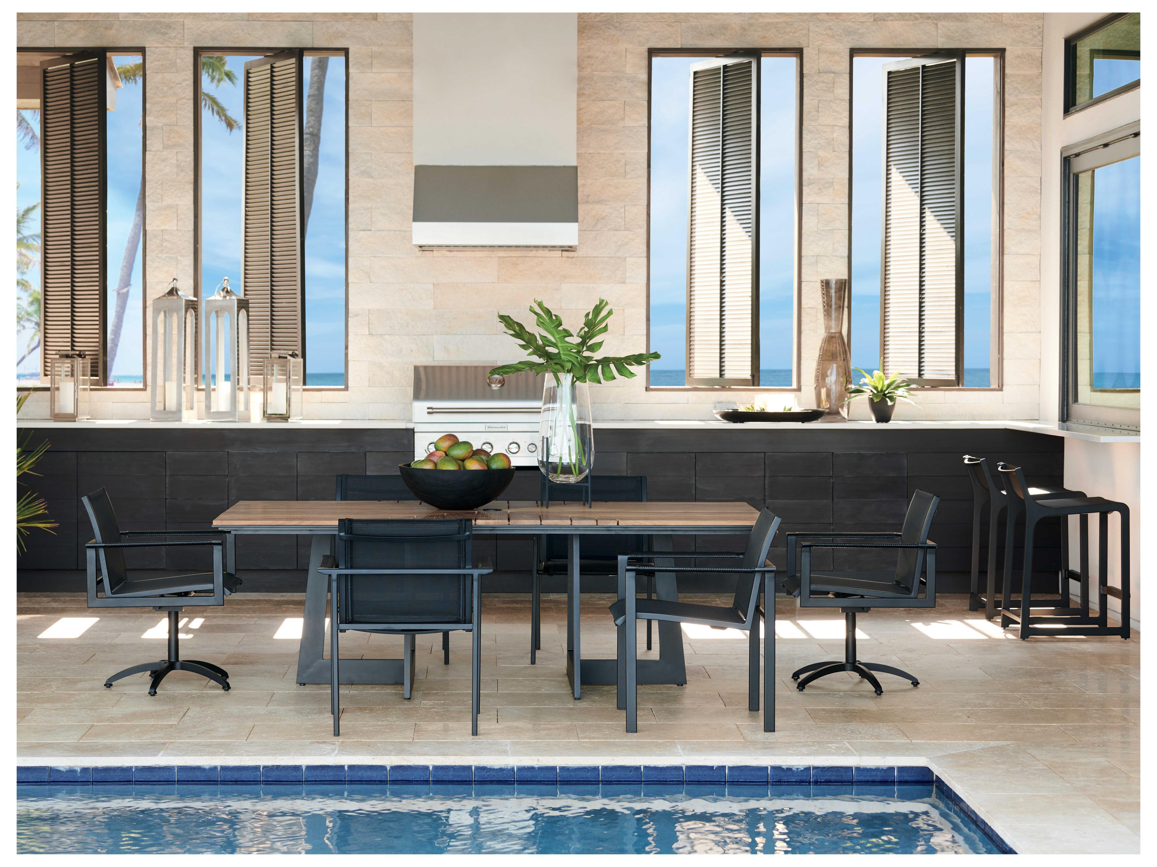 Tommy Bahama Outdoor South Beach Aluminum Rectangular Dining Table with Umbrella Hole