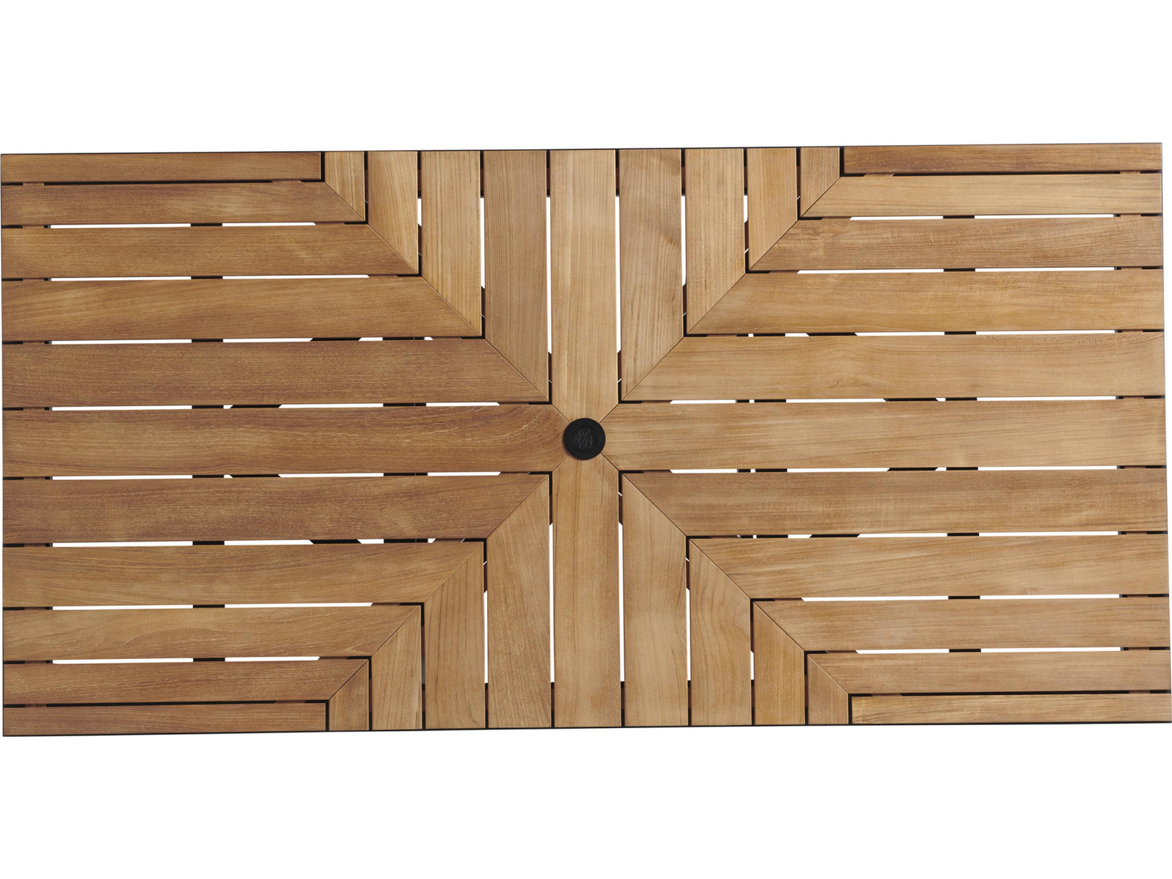 South Beach Teak Rectangular Dining Table Top with Umbrella Hole