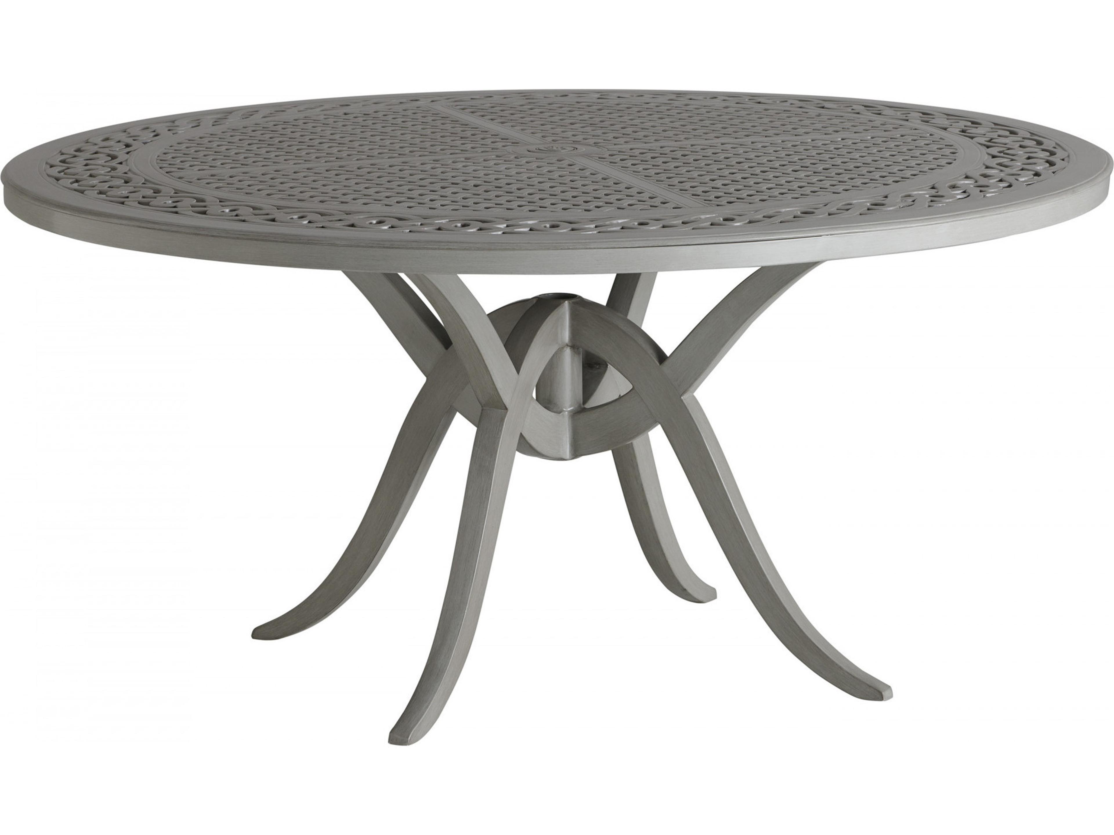 Silver Sands Aluminum Round Dining Table Top with Umbrella Hole