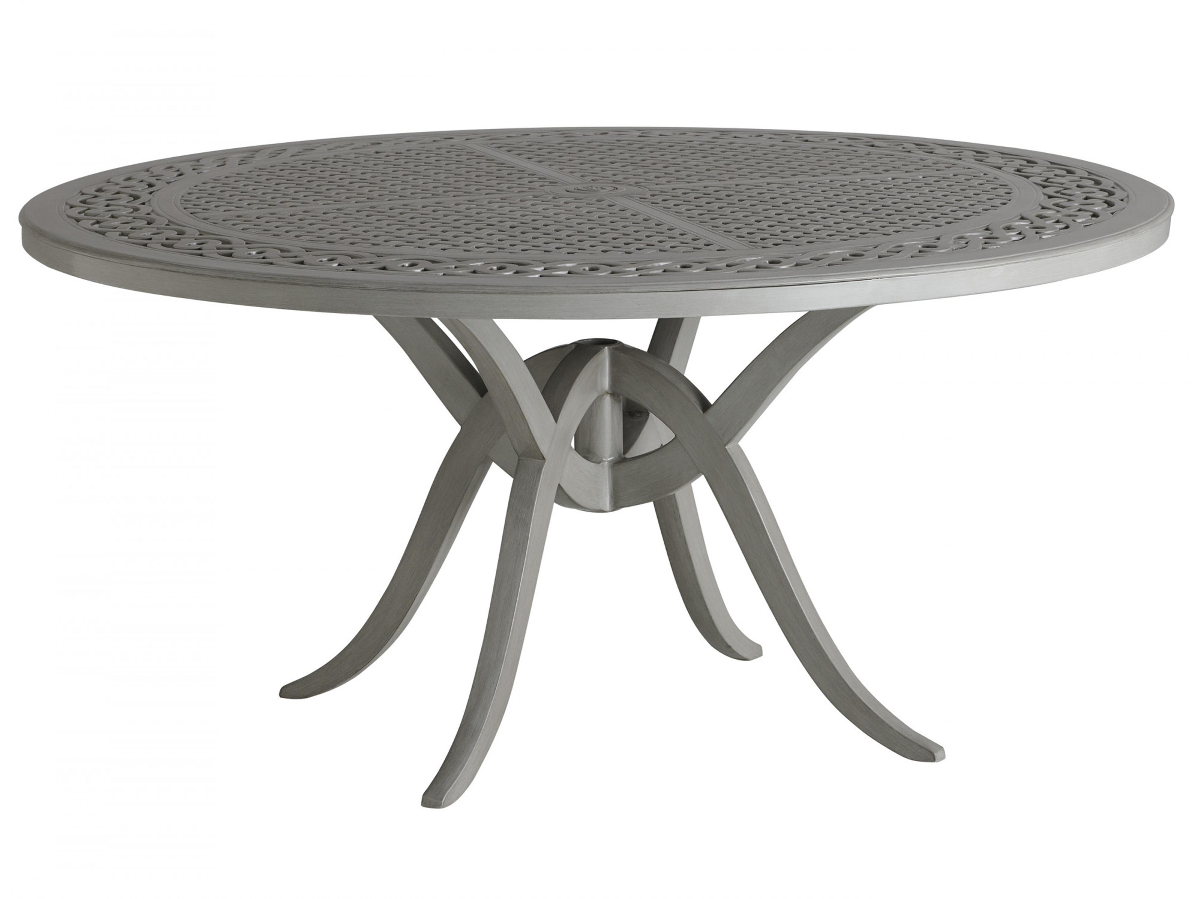 Silver Sands Aluminum Round Dining Table with Umbrella Hole