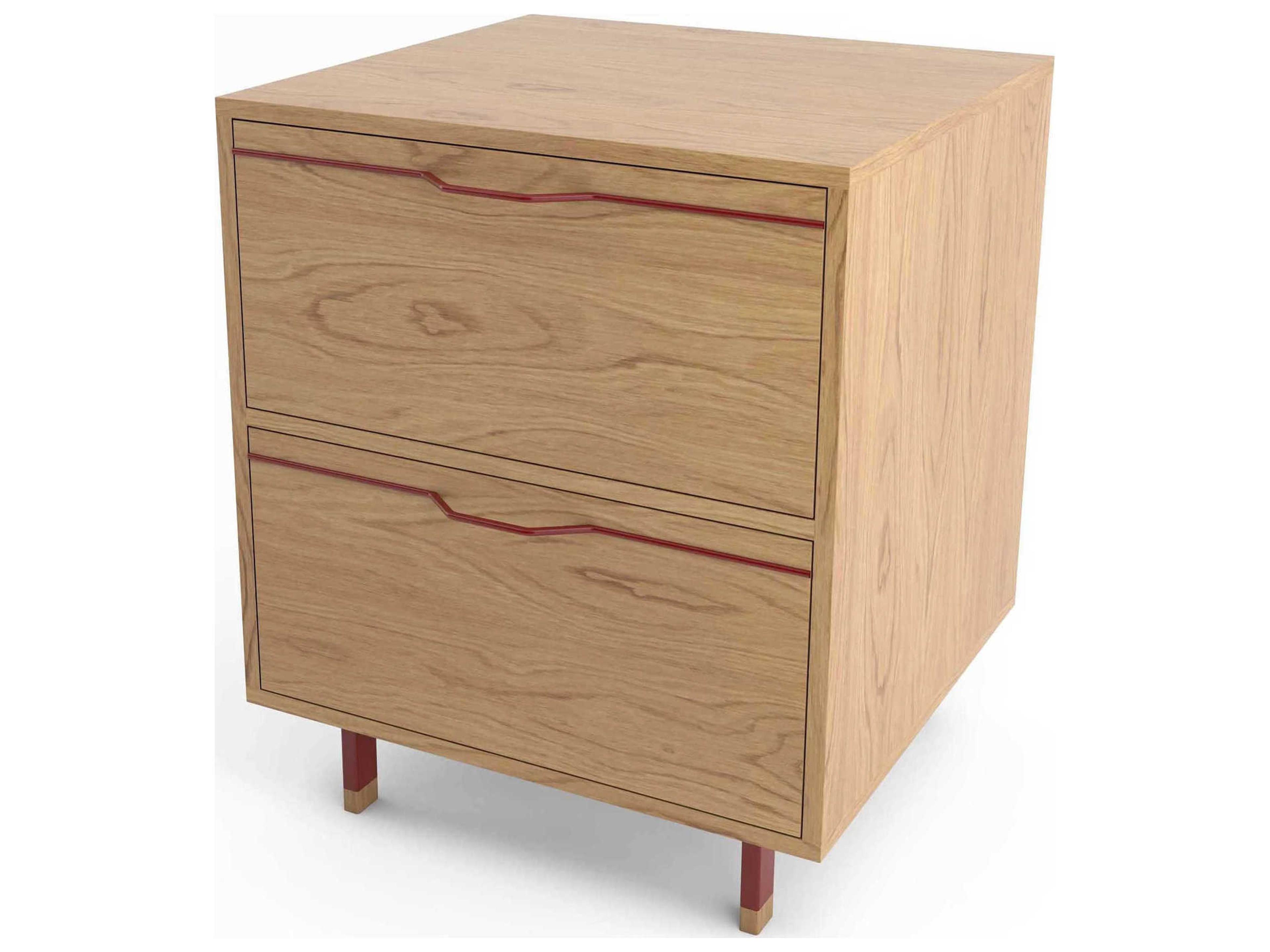 Tronk Design Chapman 2-Drawers Brown Oak Wood Nightstand