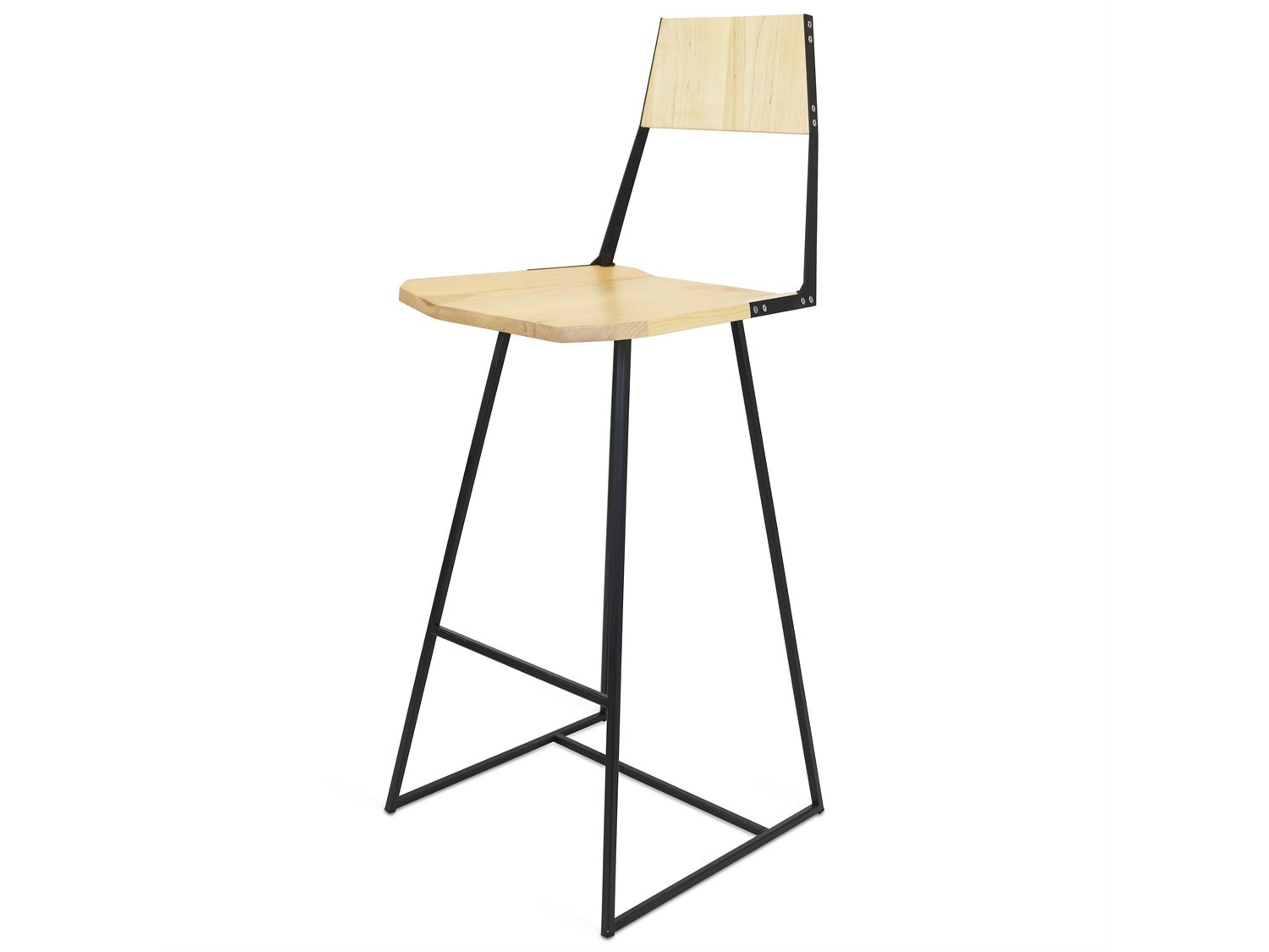 Clarke Collection Maple Wood Black Bar Stool