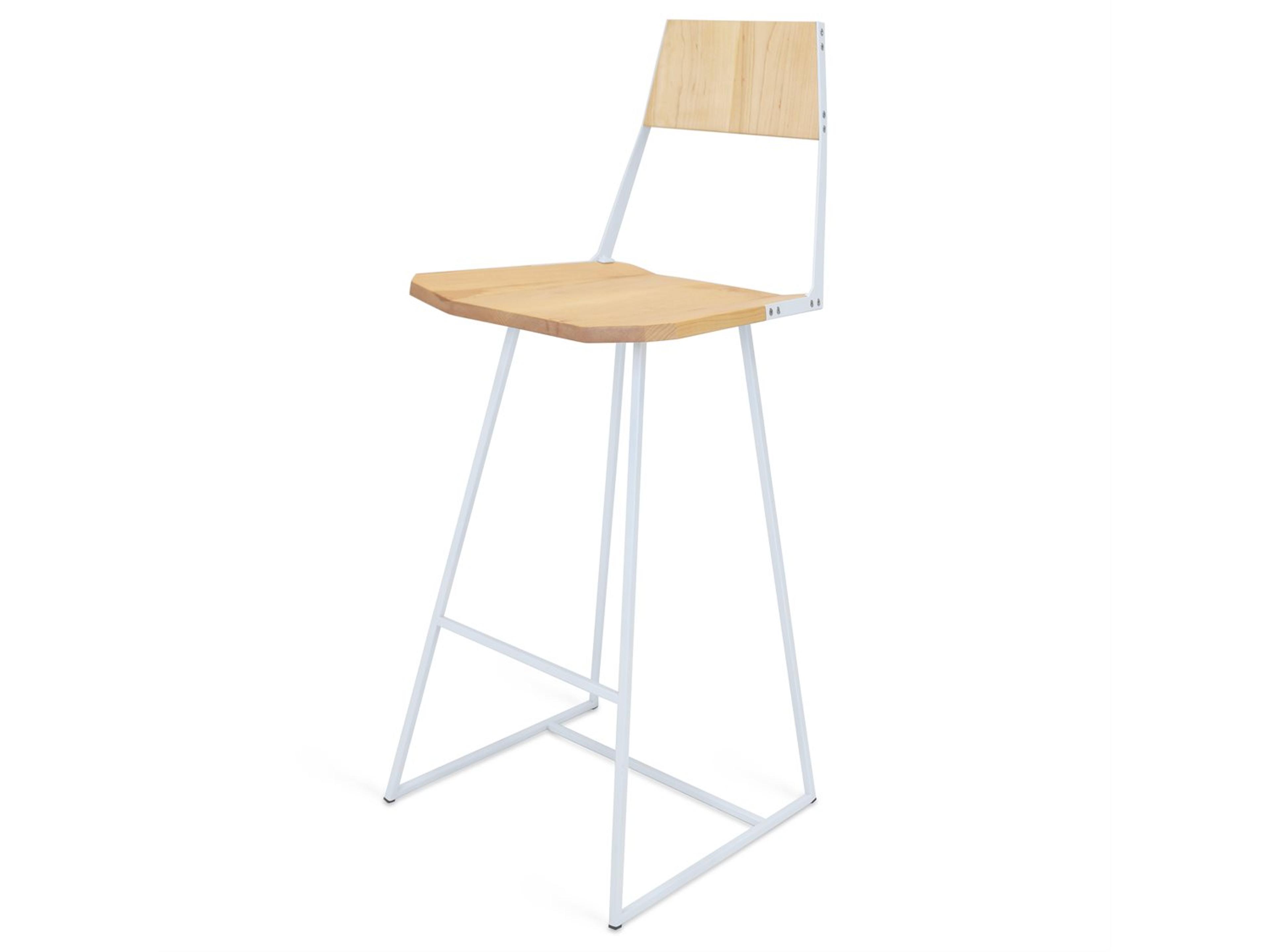 Clarke Collection Maple Wood White Bar Stool