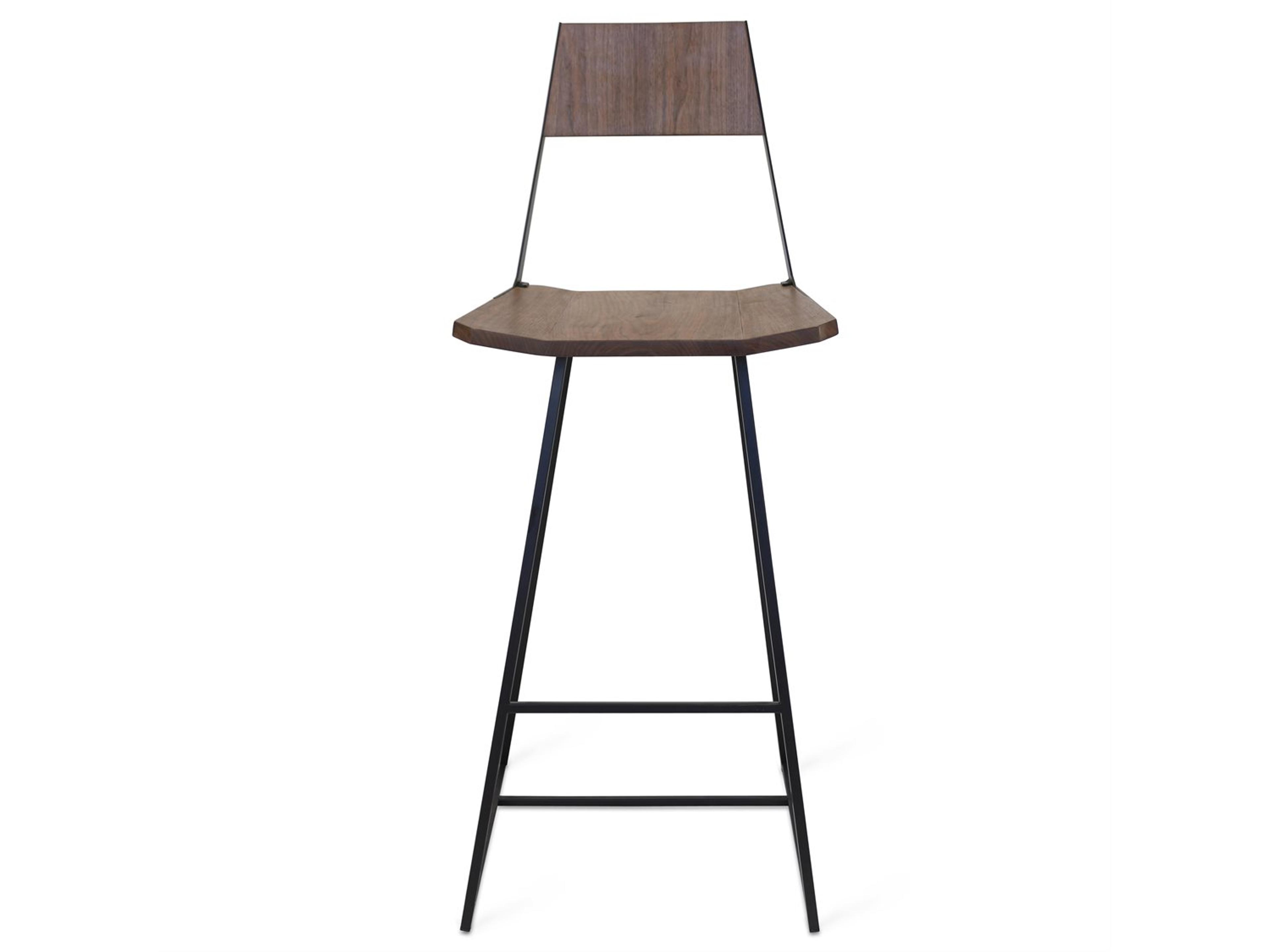 Tronk Design Clarke Collection Walnut Wood Black Bar Stool