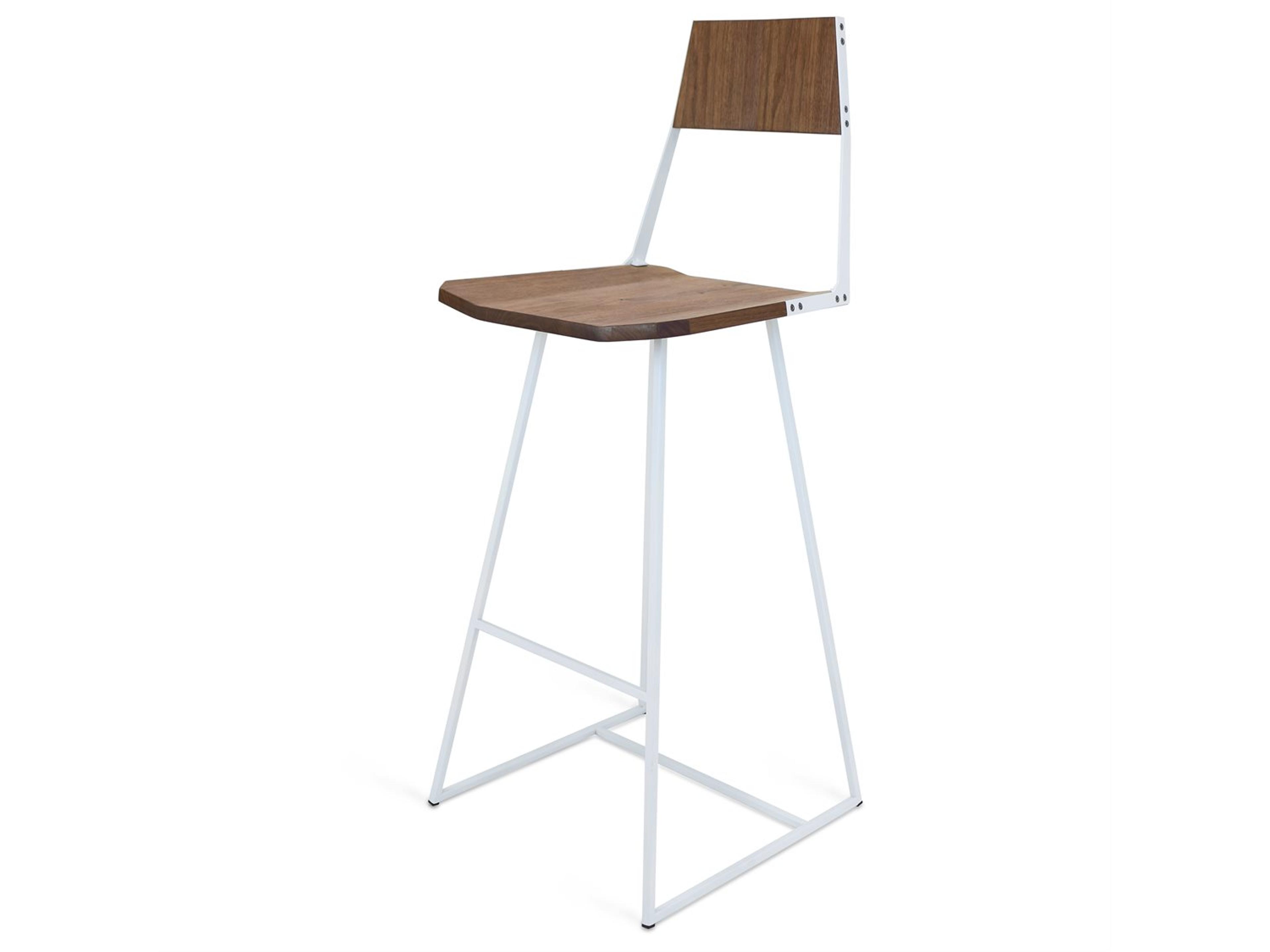 Clarke Collection Walnut Wood White Bar Stool