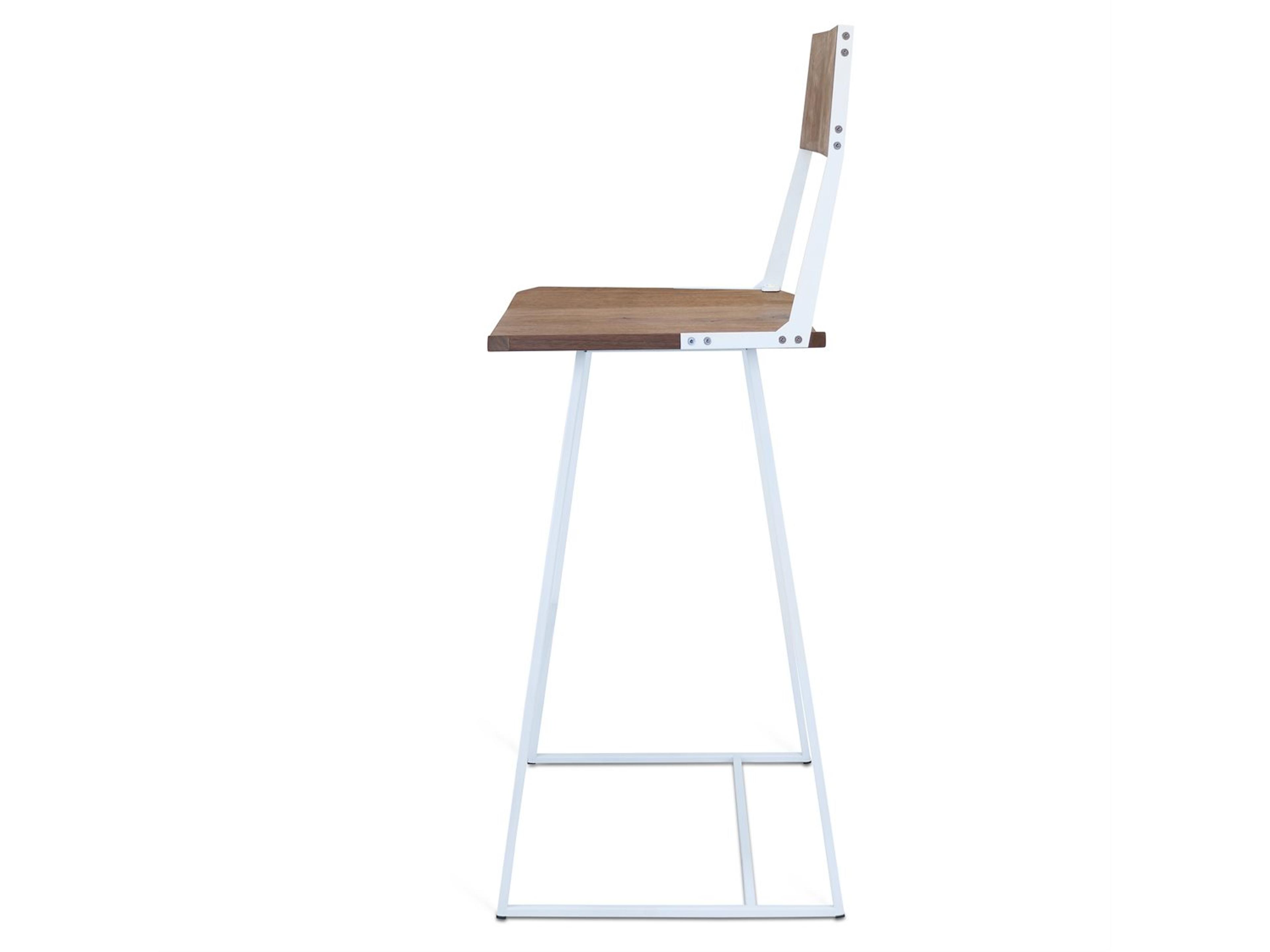 Tronk Design Clarke Collection Walnut Wood White Bar Stool