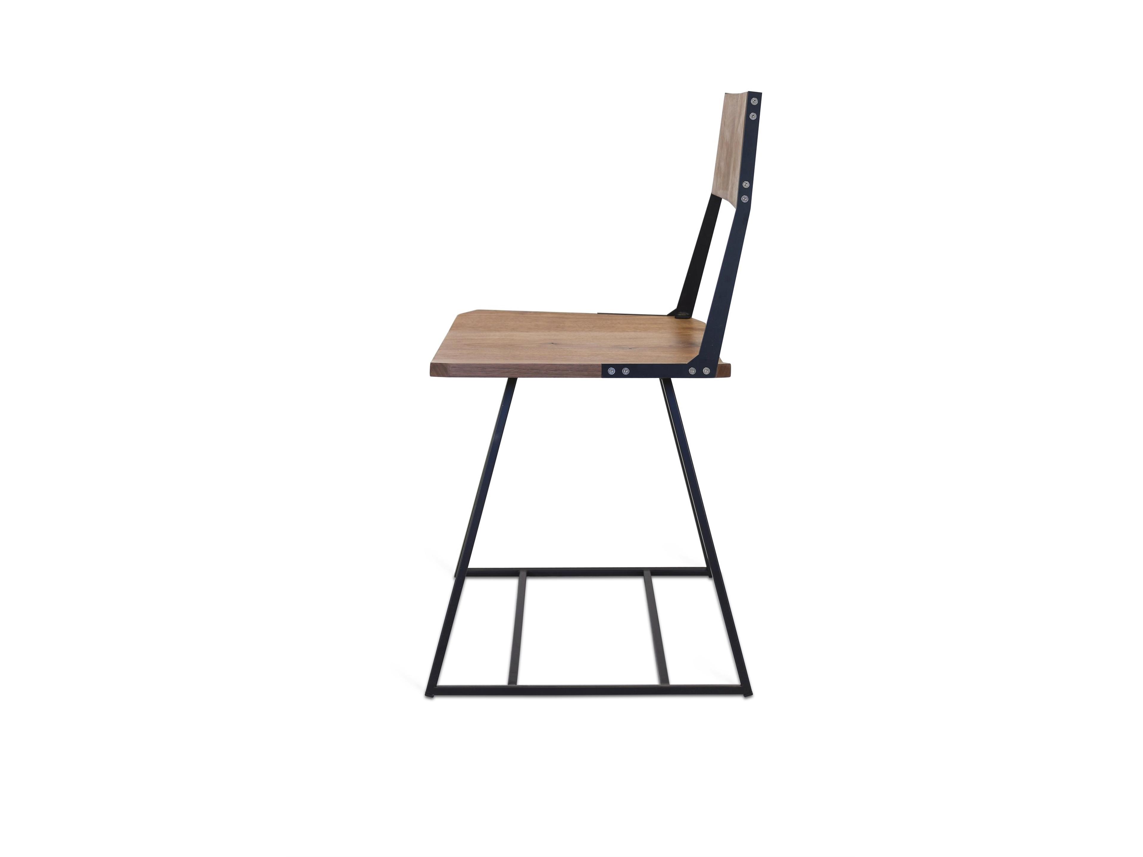 Tronk Design Clarke Collection Walnut Wood Black Side Dining Chair
