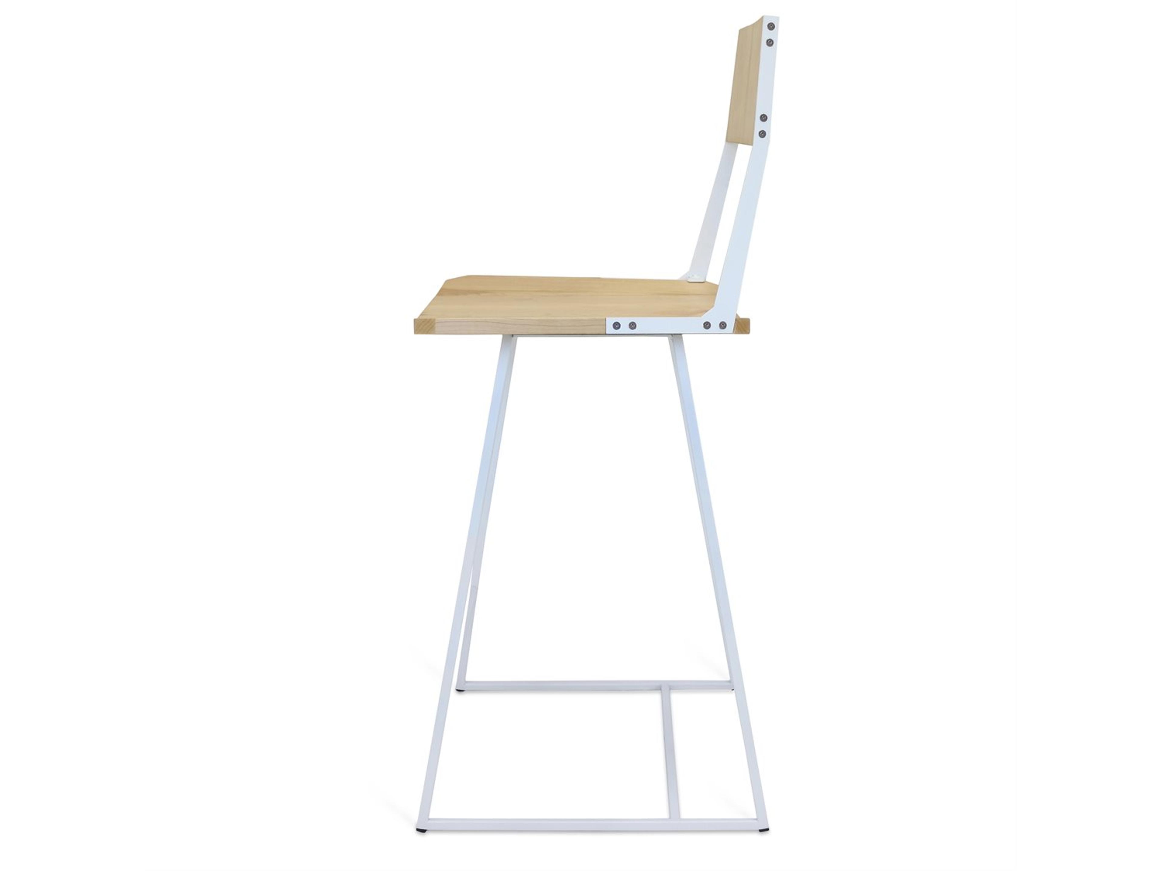 Tronk Design Clarke Collection Maple Wood White Counter Stool