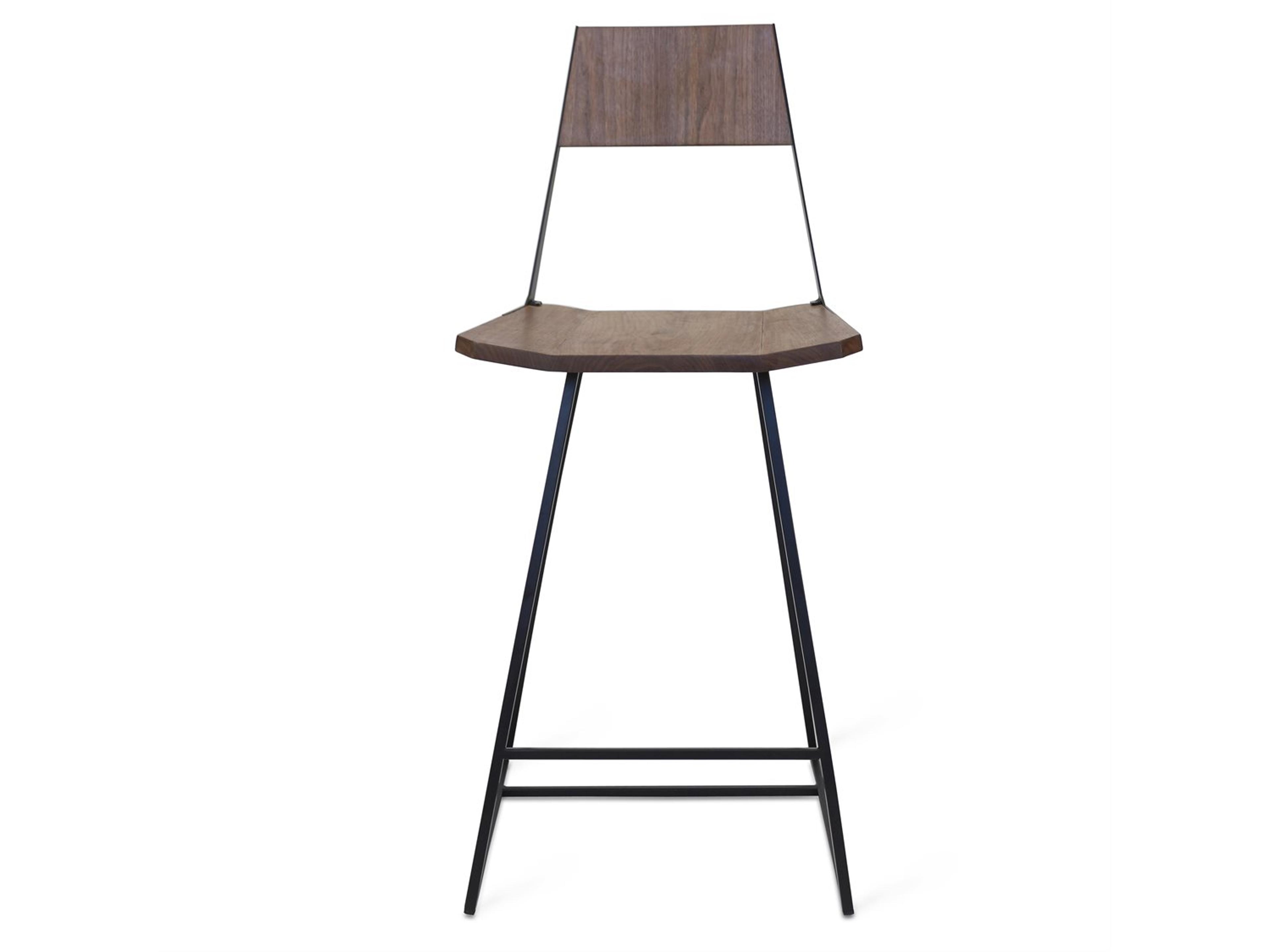 Tronk Design Clarke Collection Walnut Wood Black Counter Stool