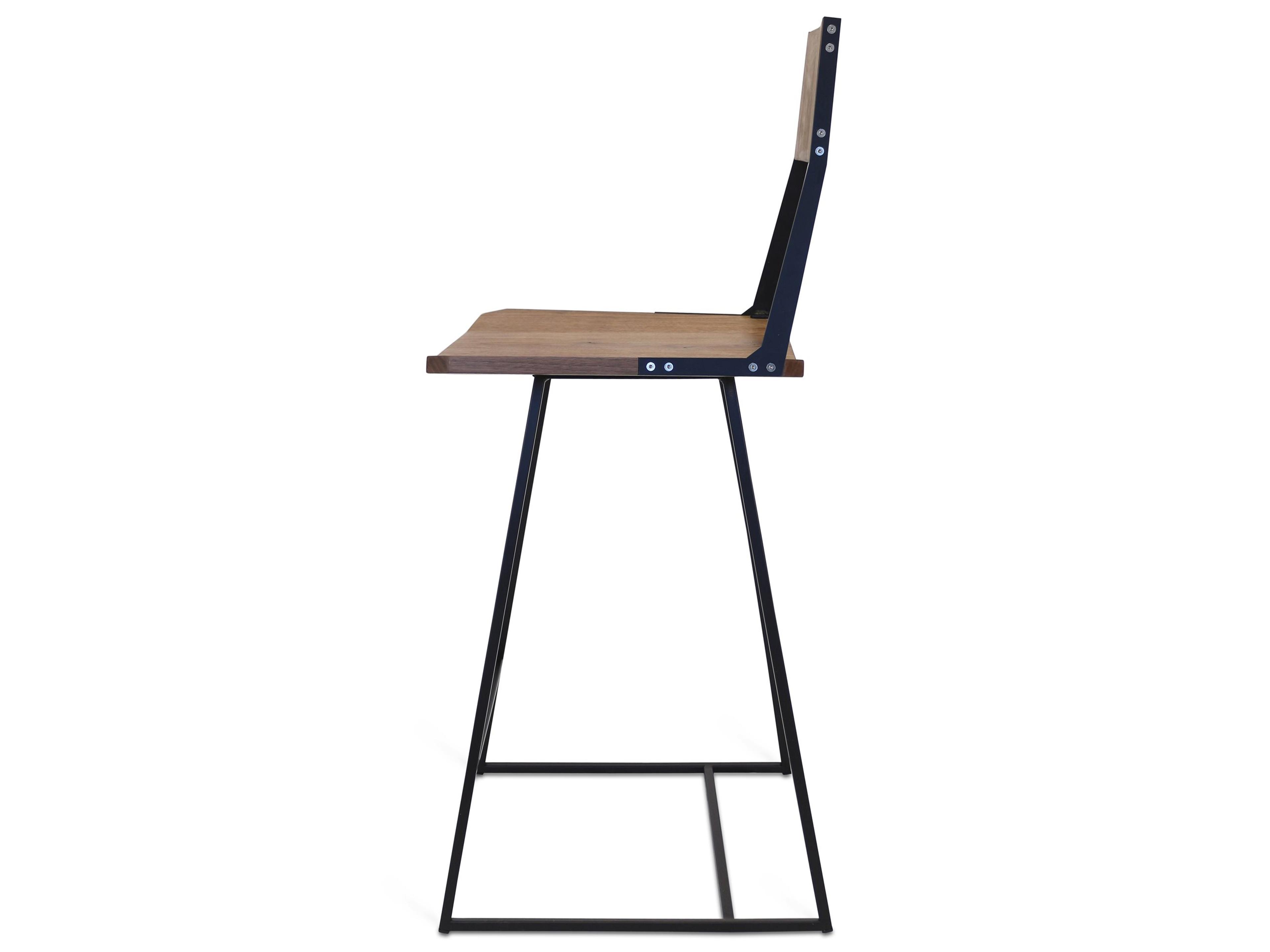 Tronk Design Clarke Collection Walnut Wood Black Counter Stool