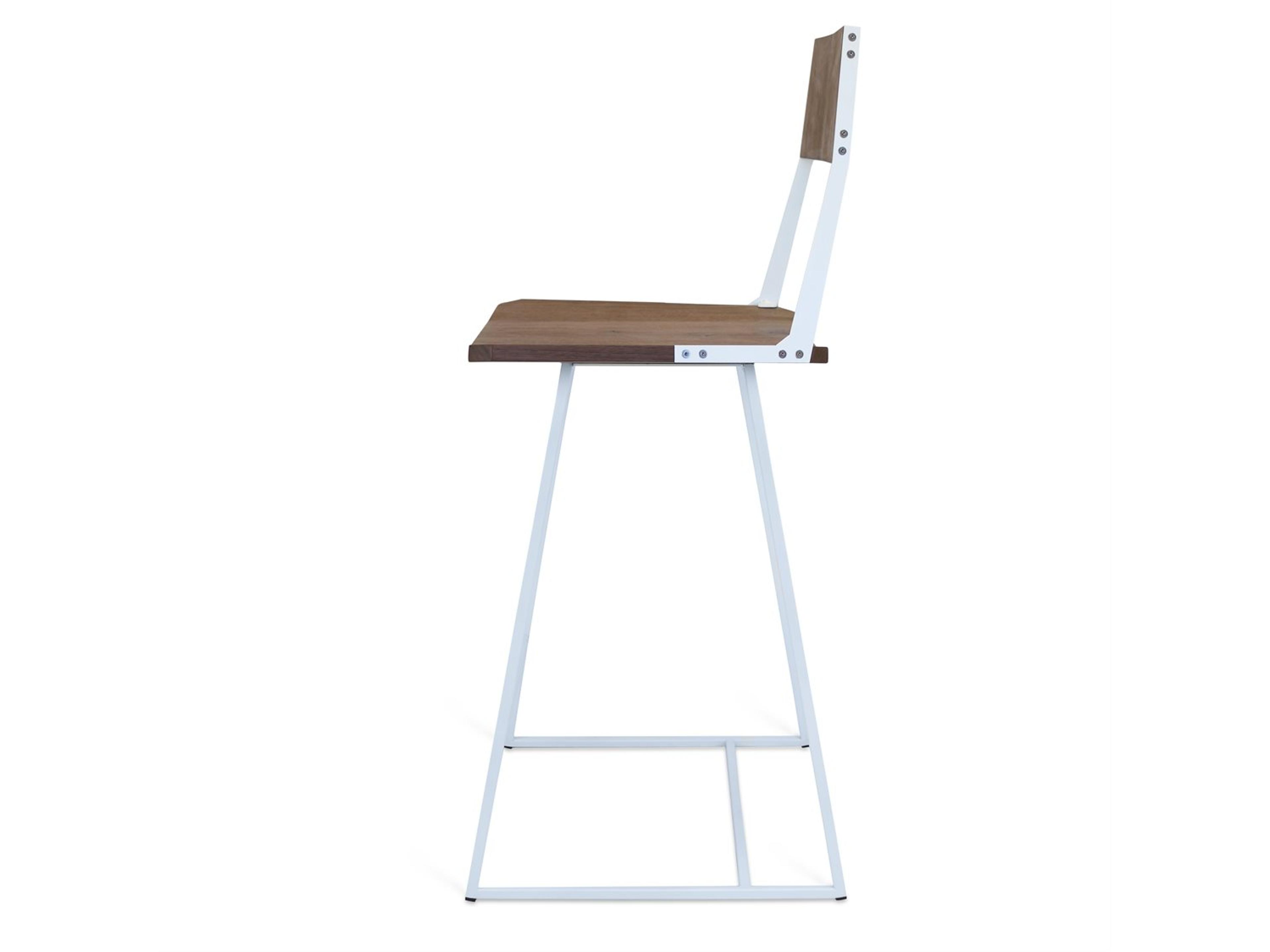 Tronk Design Clarke Collection Walnut Wood White Counter Stool