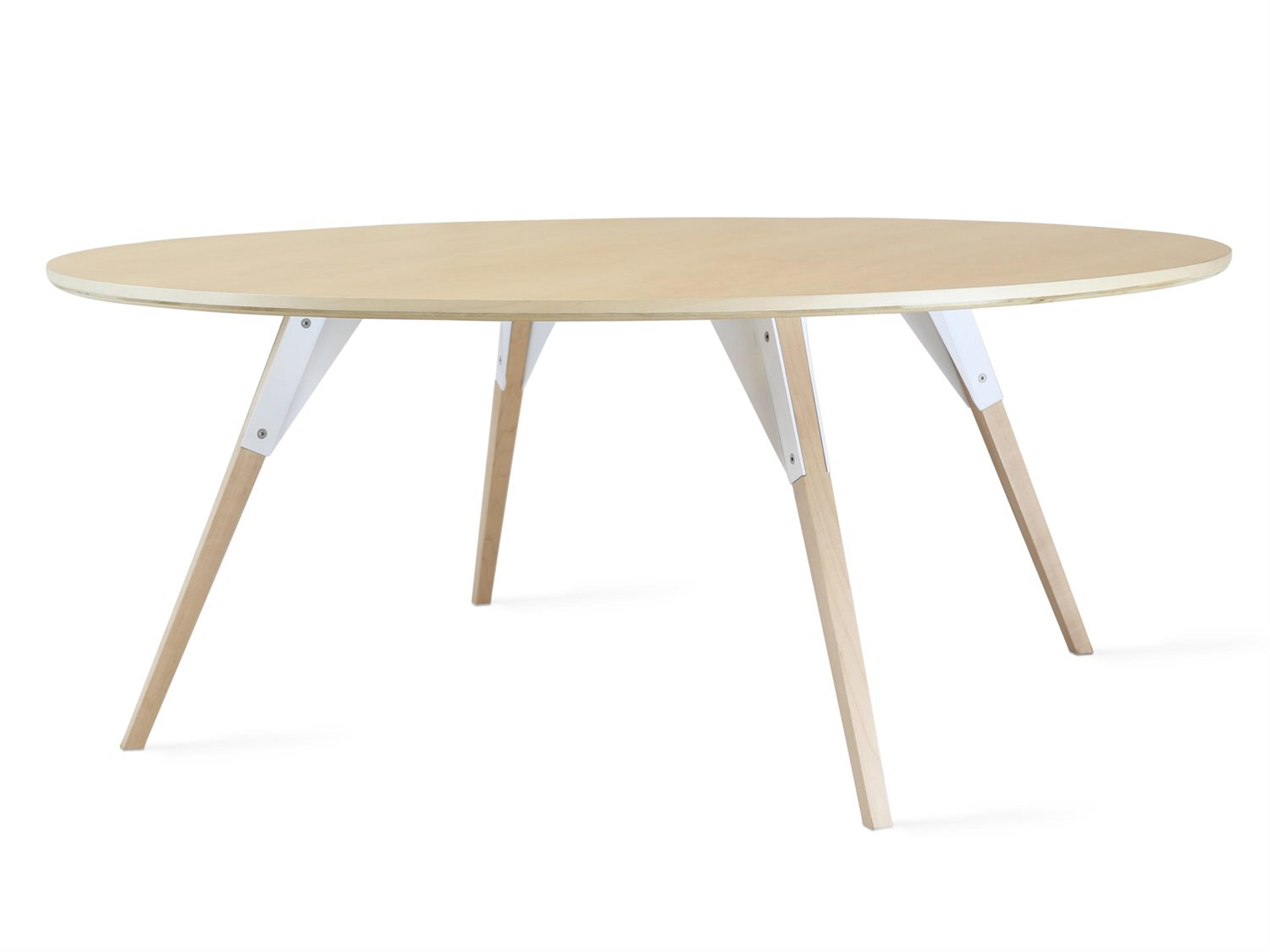 Tronk Design Clarke Collection Oval Wood White Coffee Table