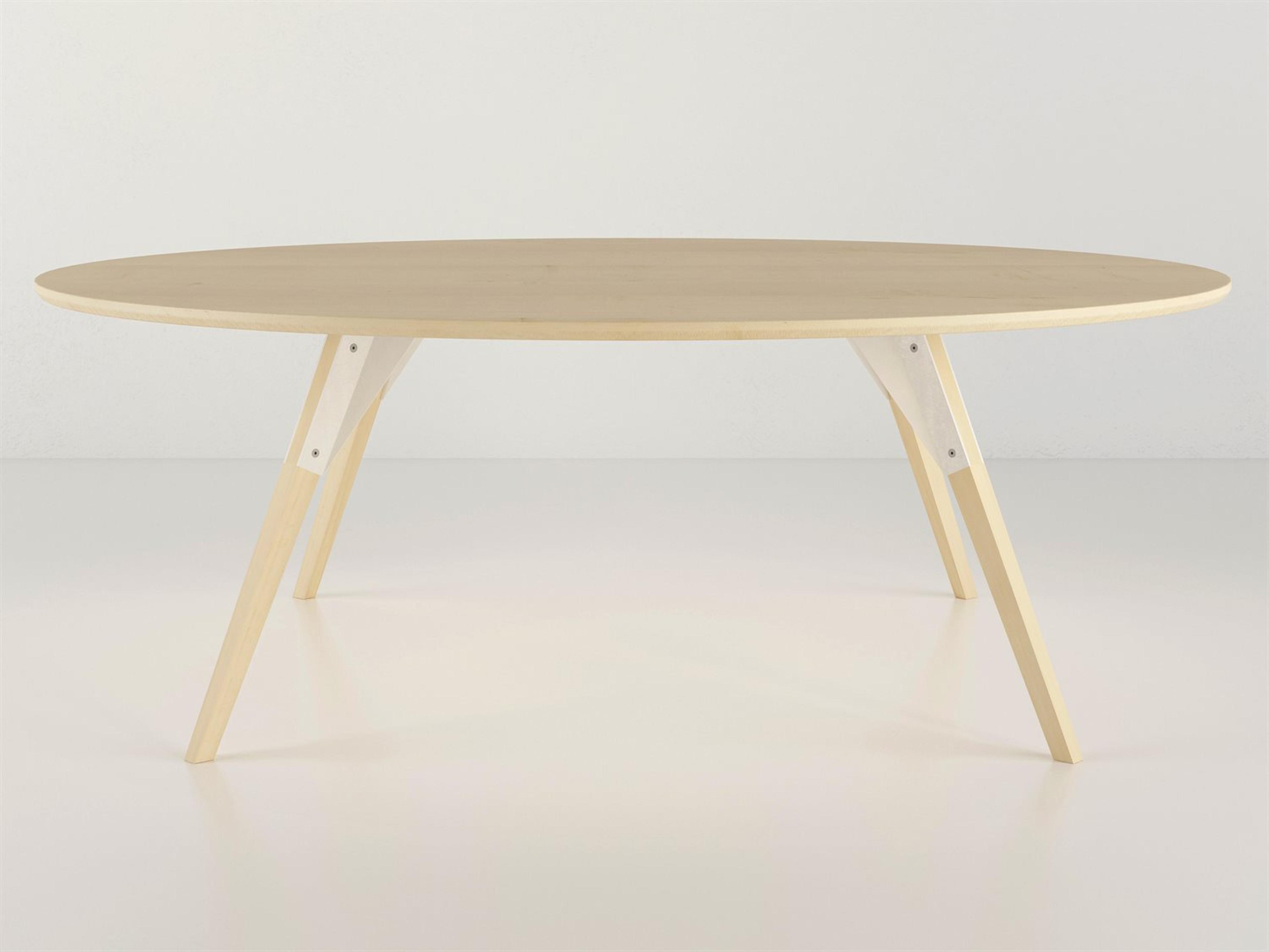 Tronk Design Clarke Collection Oval Wood White Coffee Table