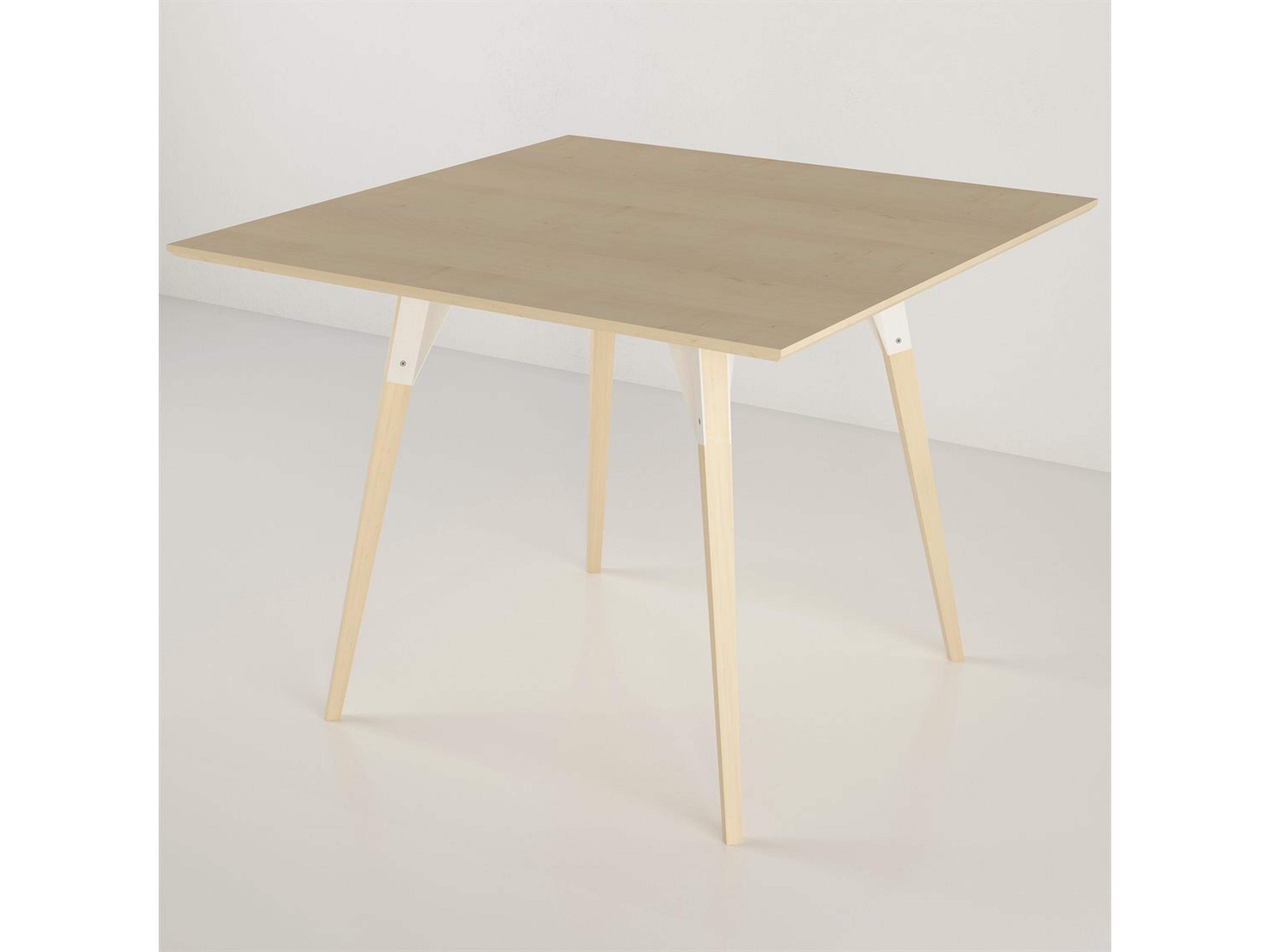 Tronk Design Square Wood White Dining Table