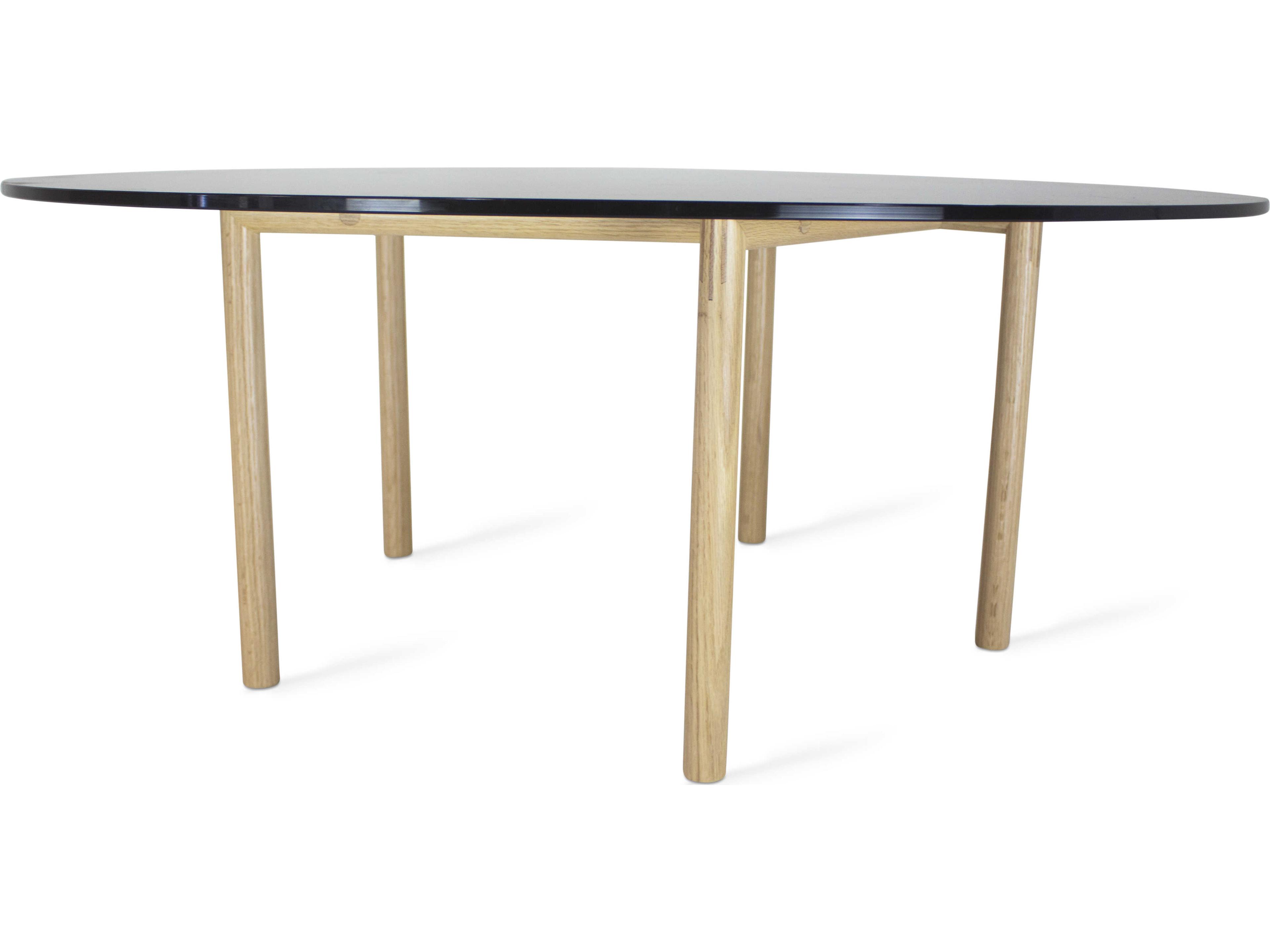 Tronk Design Gallagher Round Glass Smoked Oak Coffee Table