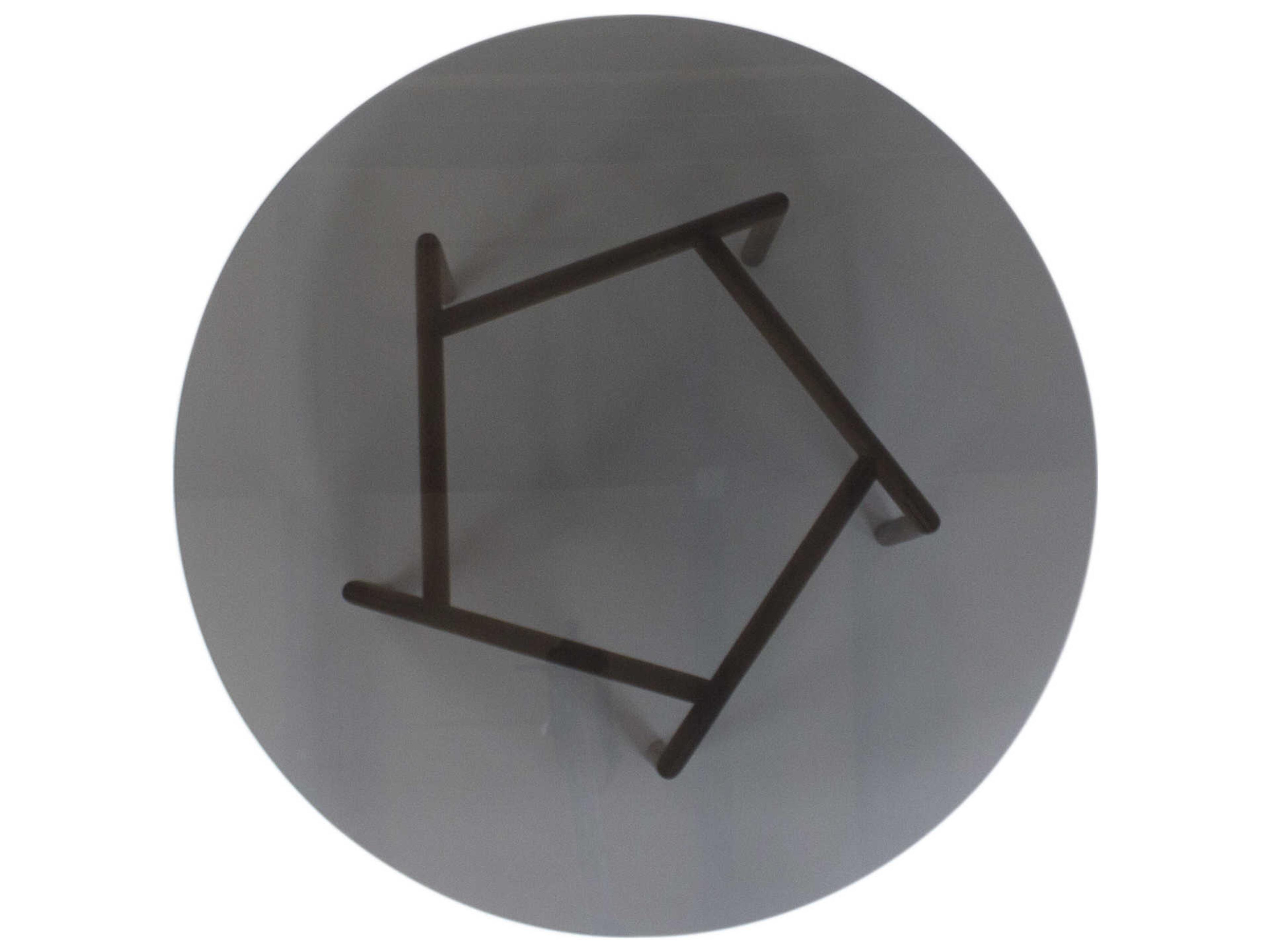 Tronk Design Gallagher Round Glass Smoked Walnut Coffee Table