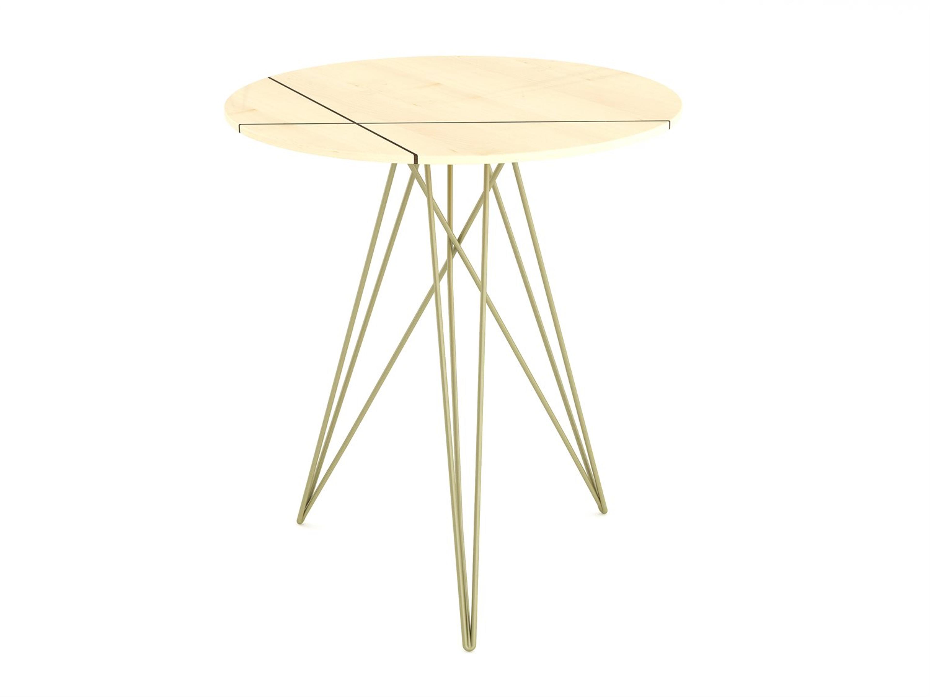Tronk Design Round Wood Brassy Gold End Table
