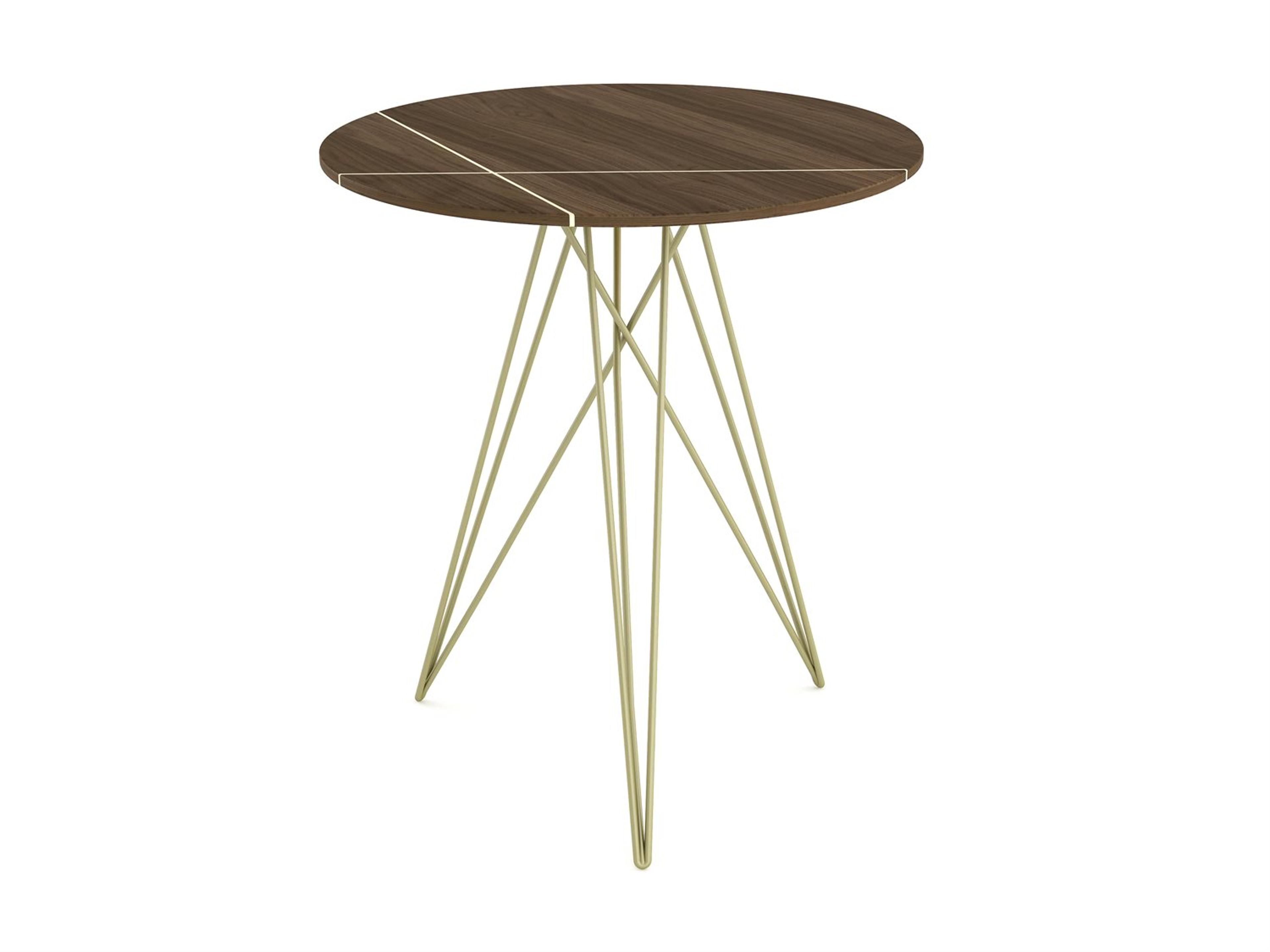Tronk Design Round Wood Brassy Gold End Table