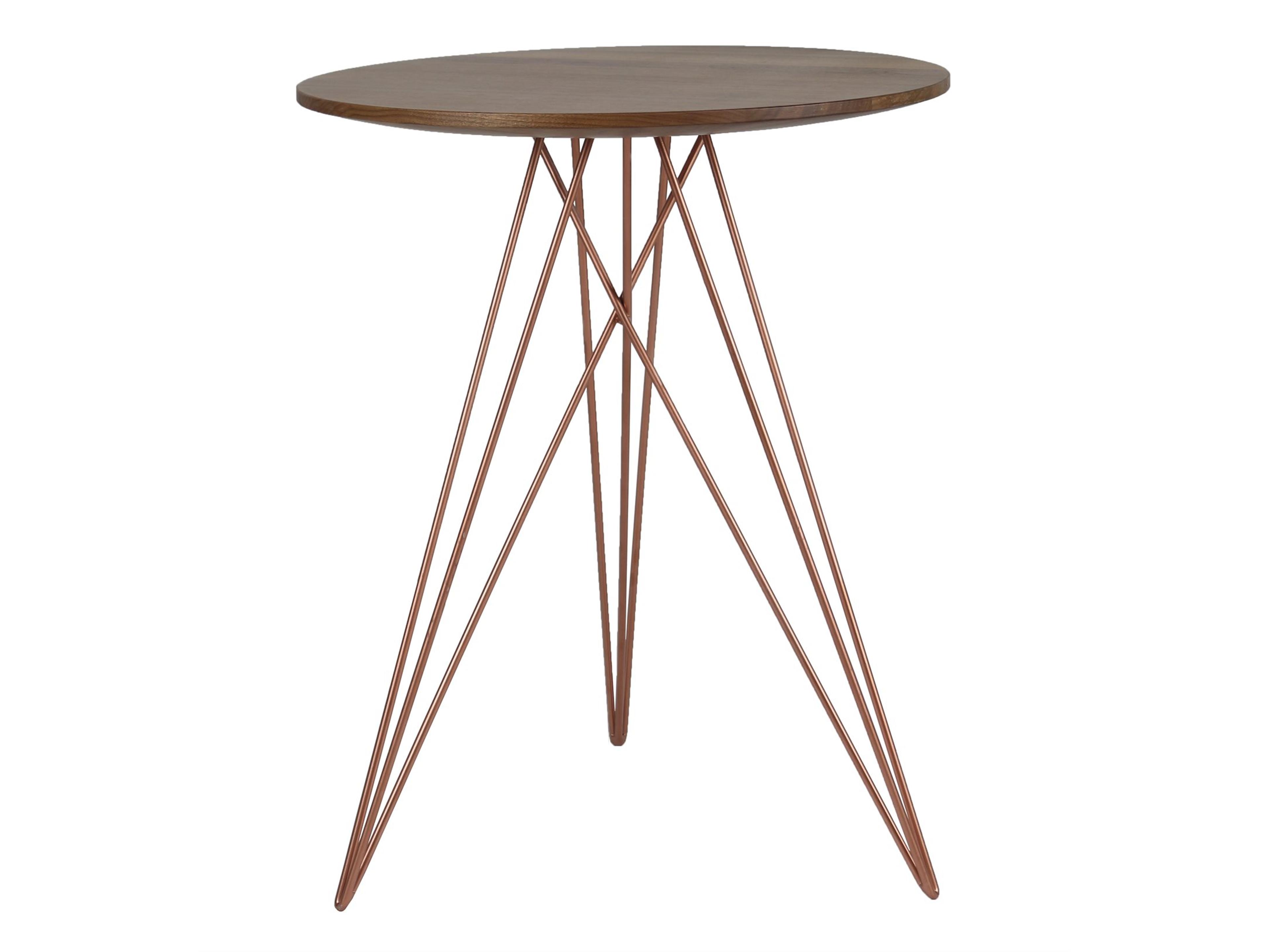 Tronk Design Round Wood Rose Copper End Table